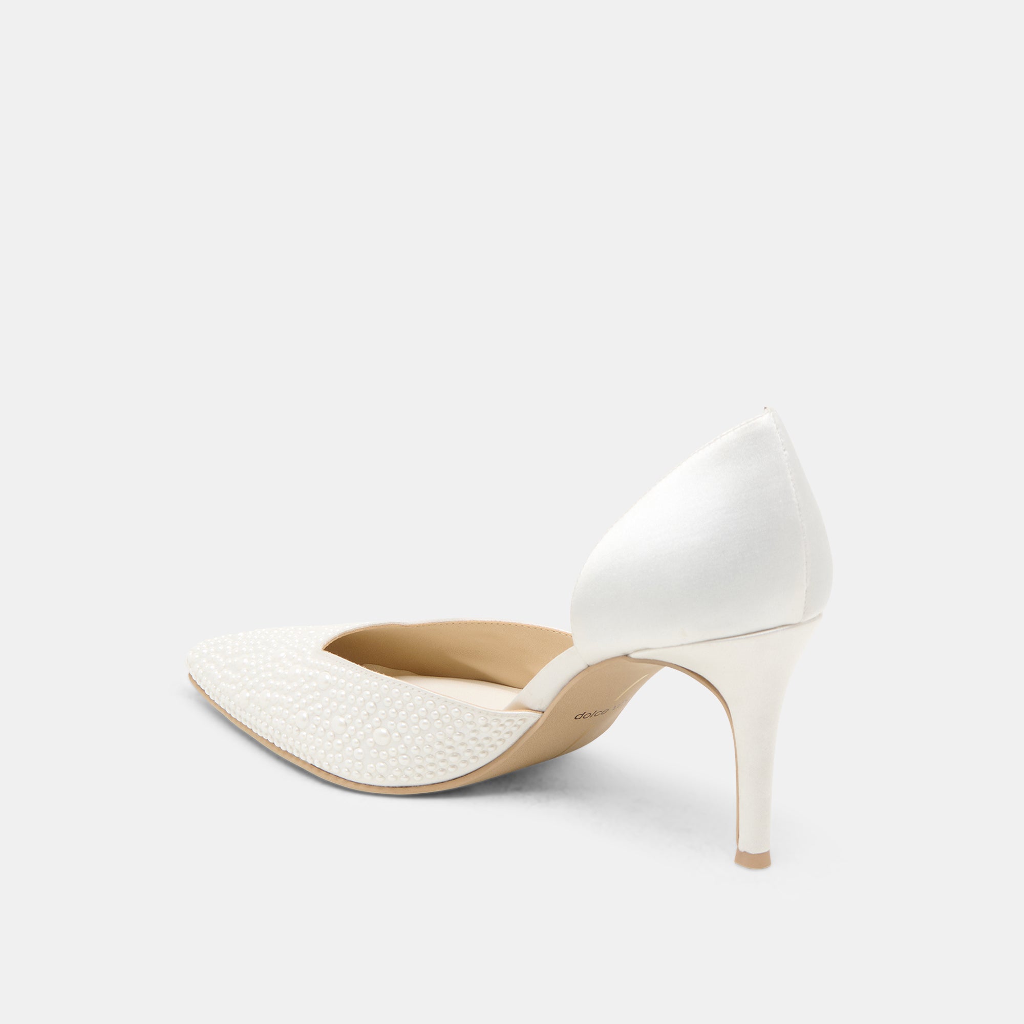 Eloy Pearl Heels - True White Satin Women's Dress Shoes for Weddings, Parties & Special Occasions