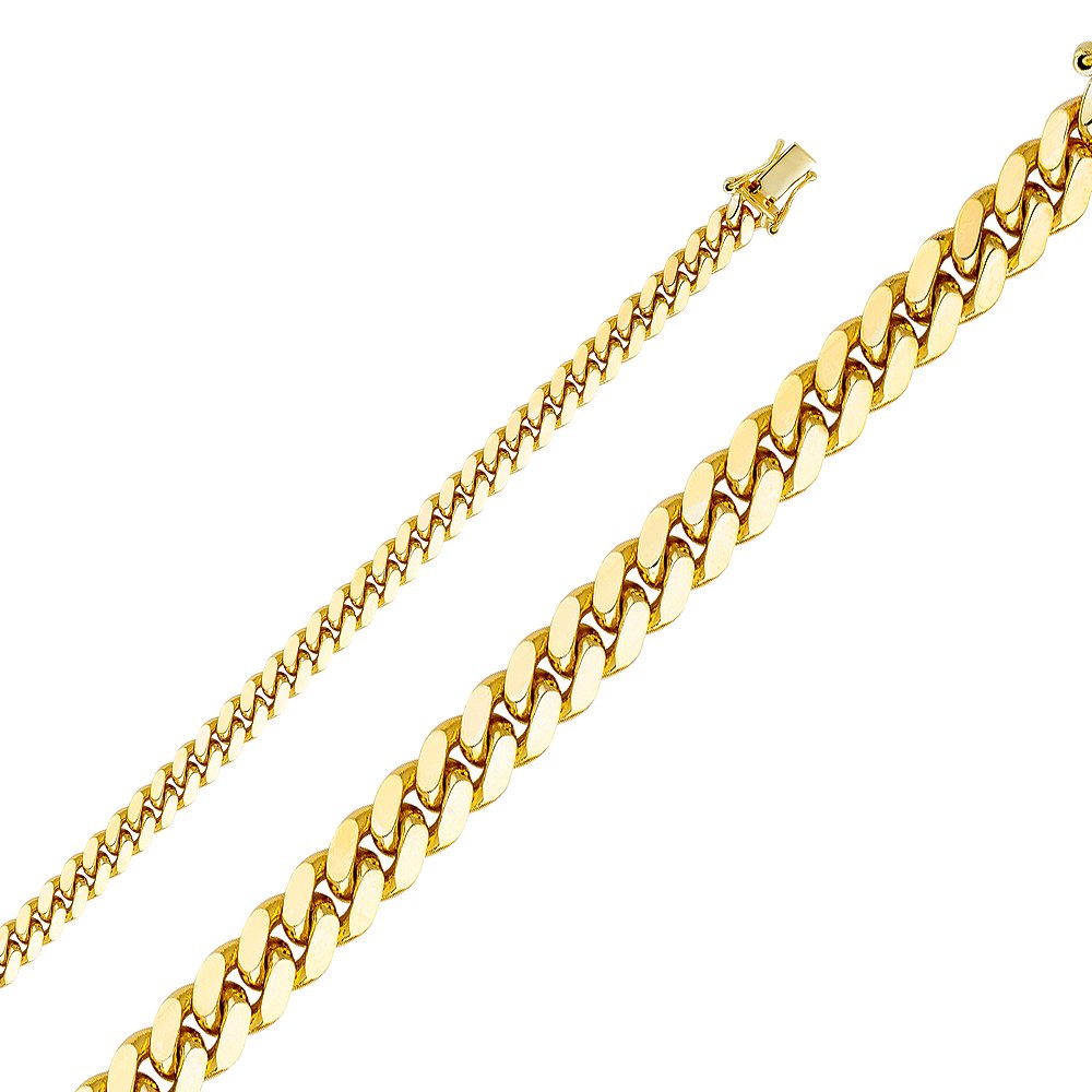 14K Real Yellow Gold Solid Men's 5.5mm Miami Cuban Curb Chain Bracelet - 8.5 Inch - Perfect for Gifts, Weddings & Everyday Luxury Jewelry