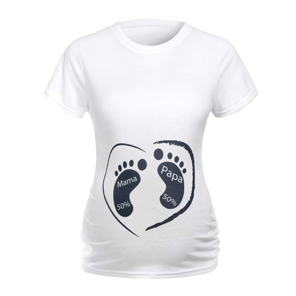FORUU Women's Maternity T-Shirts - Cute Summer Short Sleeve Pregnancy Tops with Cartoon Print | Comfortable Cotton Shirts for Expecting Moms - Perfect for Casual Wear, Maternity Photos & Baby Showers