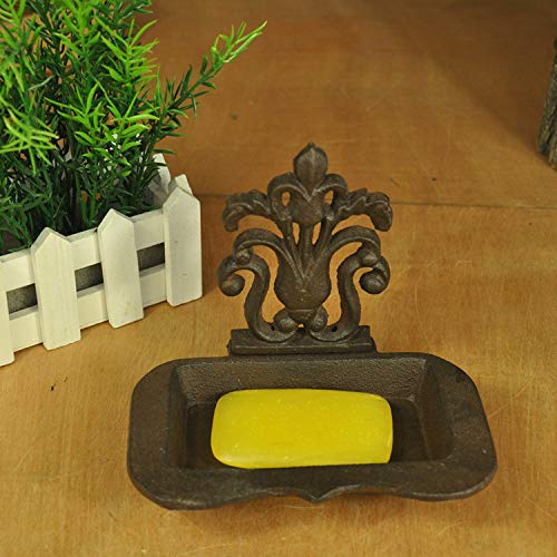 Vintage Cast Iron Tulip Soap Dish Holder - Antique Bathroom & Kitchen Decor - Ornate Flower Soap Stand for Sink Countertop - Perfect for Farmhouse, Rustic, Victorian Style Homes