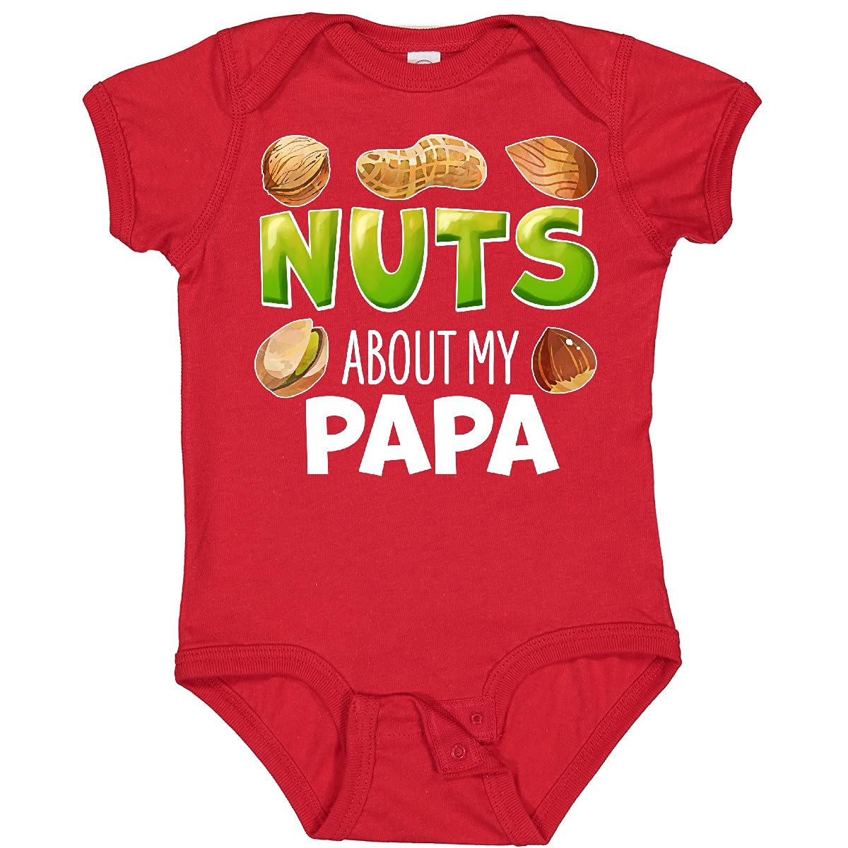 Inktastic Nuts About My Papa Peanut Almond Pistachio Baby Bodysuit - Cute Funny Infant Onesie for Father's Day, Grandparents Gift & Family Photo Outfits