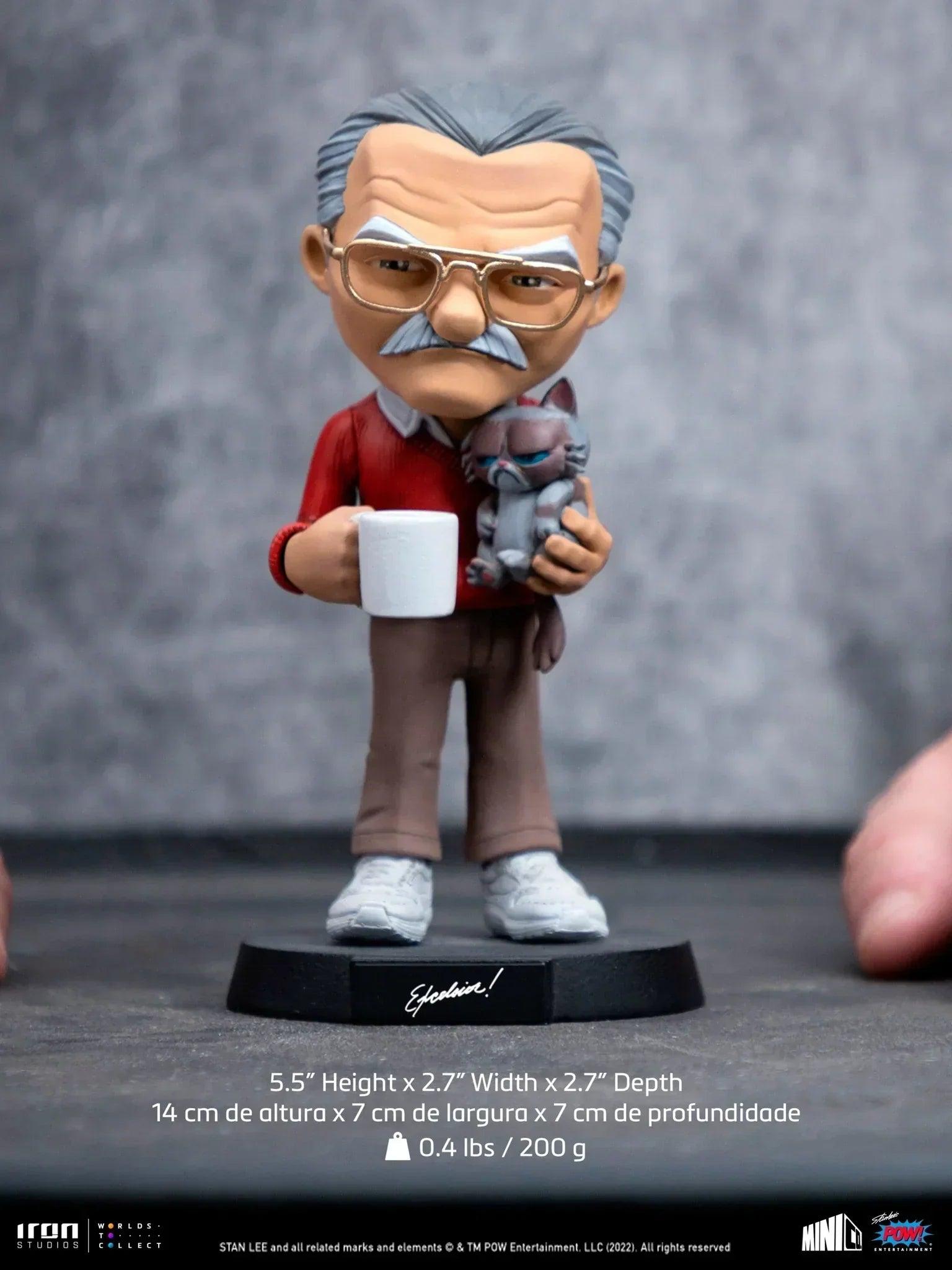 Stan Lee with Grumpy Cat MiniCo Figure by Iron Studios & Pow! Studios - Collectible Marvel Comic Book Character Statue for Display, Gifts & Pop Culture Enthusiasts