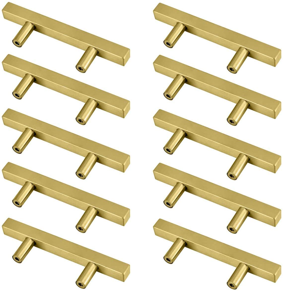 3 Inch Gold Cabinet Handles - Brushed Brass Drawer Pulls for Kitchen & Bathroom - Stainless Steel Dresser Knobs - Perfect for Modern Cabinets, Vanities & Furniture Hardware Upgrade