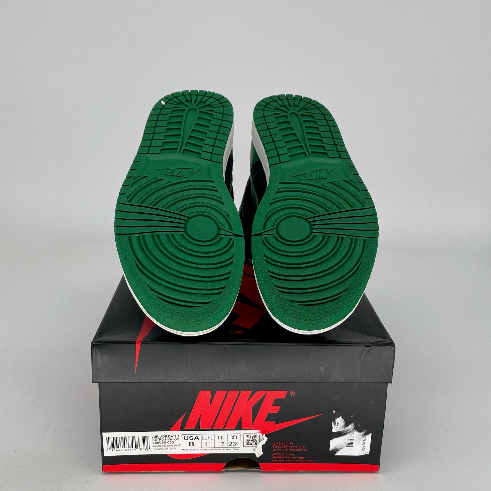AIR JORDAN 1 Retro High OG Pine Green Black Men's Basketball Shoes Size 8 - 555088-030 - Perfect for Sneaker Collectors & Streetwear Fashion