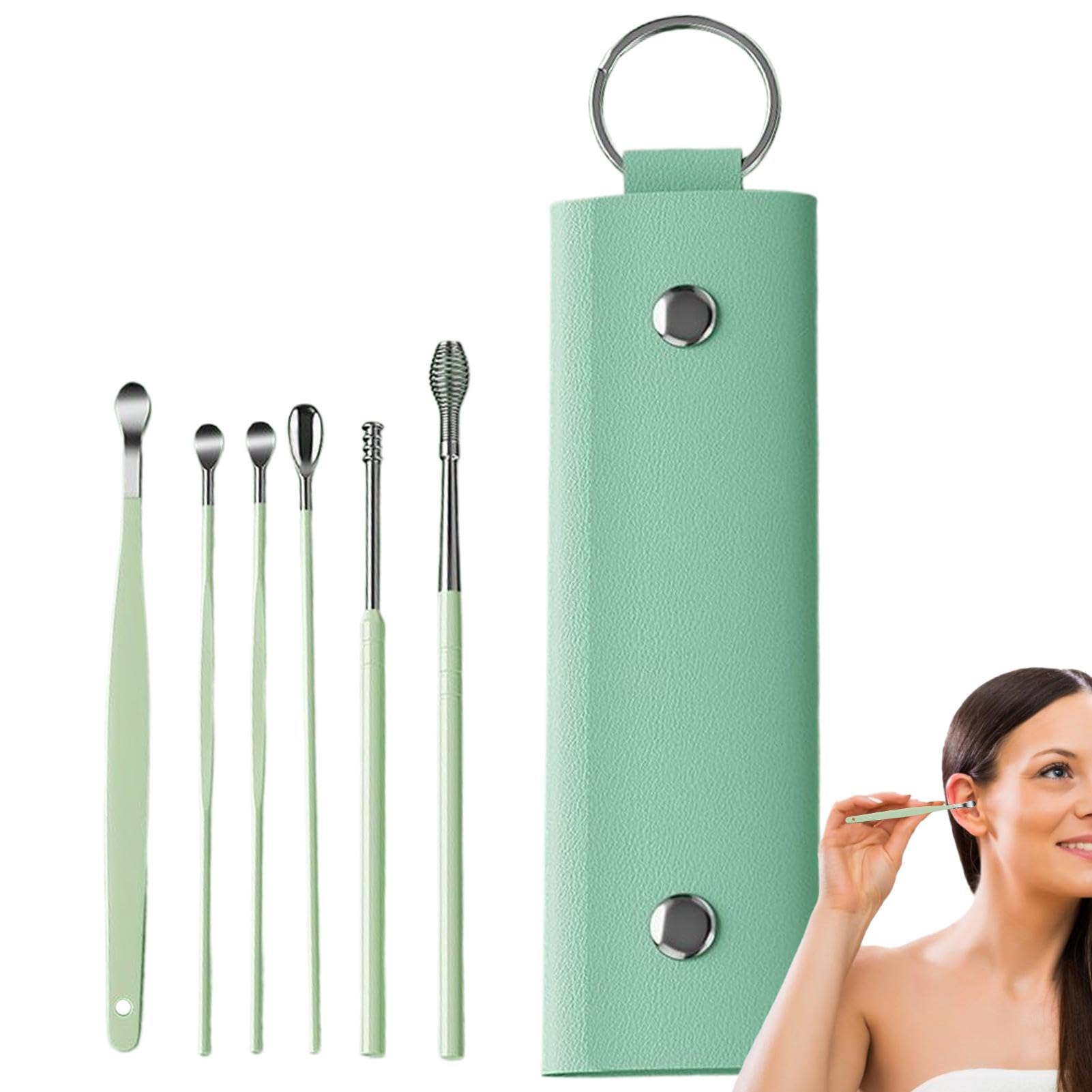 Stainless Steel Ear Wax Removal Tool Set - Portable Earwax Curette & Ear Cleaning Spoon for Safe Ear Hygiene | Perfect for Travel, Home & Personal Care