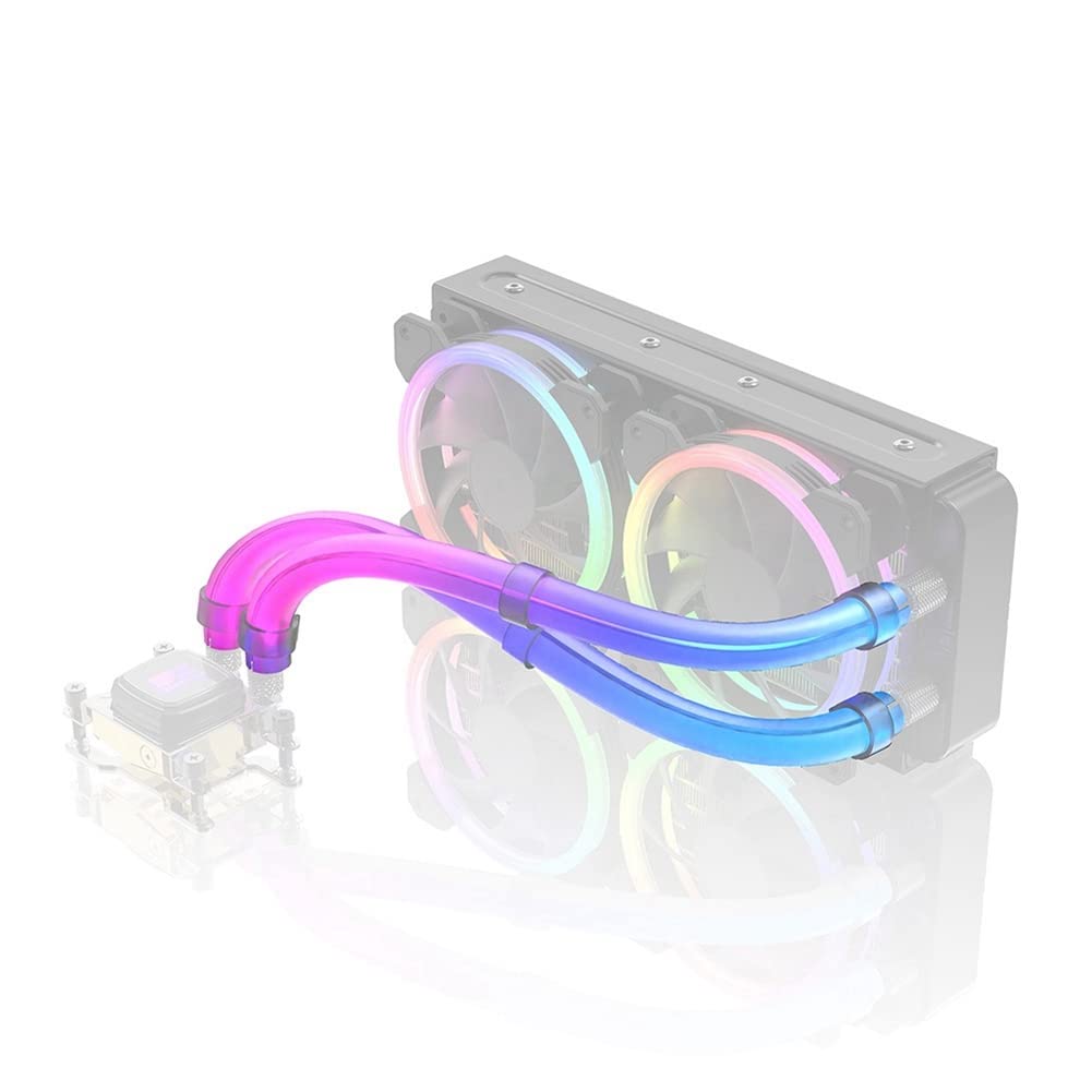 XIDIT 2-Piece LED Tube Sleeve for CPU Liquid Cooler - 5V 3-Pin ARGB Motherboard Sync, Soft Tube AIO Lighting Kit - White PC Case Mod for Gaming Rigs & Custom Builds (Perfect for RGB Enthusiasts & Streamer Setups)