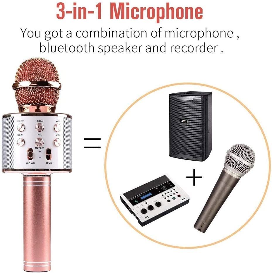 ZWYUAN Wireless Bluetooth Karaoke Microphone with Speaker - Portable Handheld Mic for Kids, Home Parties, Singing, Speech & Meetings | Perfect for Family Gatherings, Travel & Entertainment