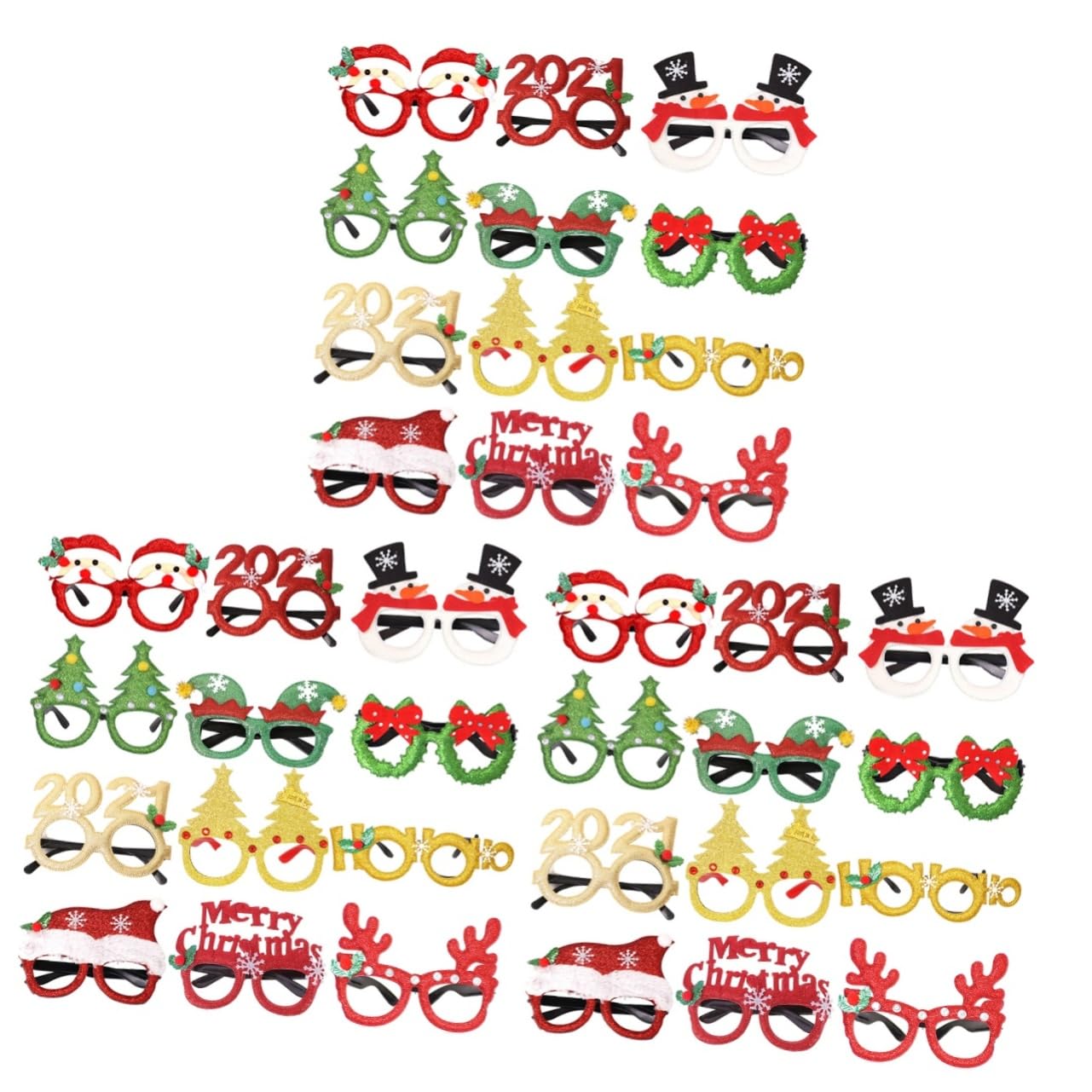 36-Piece Christmas Glasses Set for Kids - Fun Novelty Holiday Eyewear Frames & Accessories - Perfect for Christmas Decor, Parties & Festive Celebrations