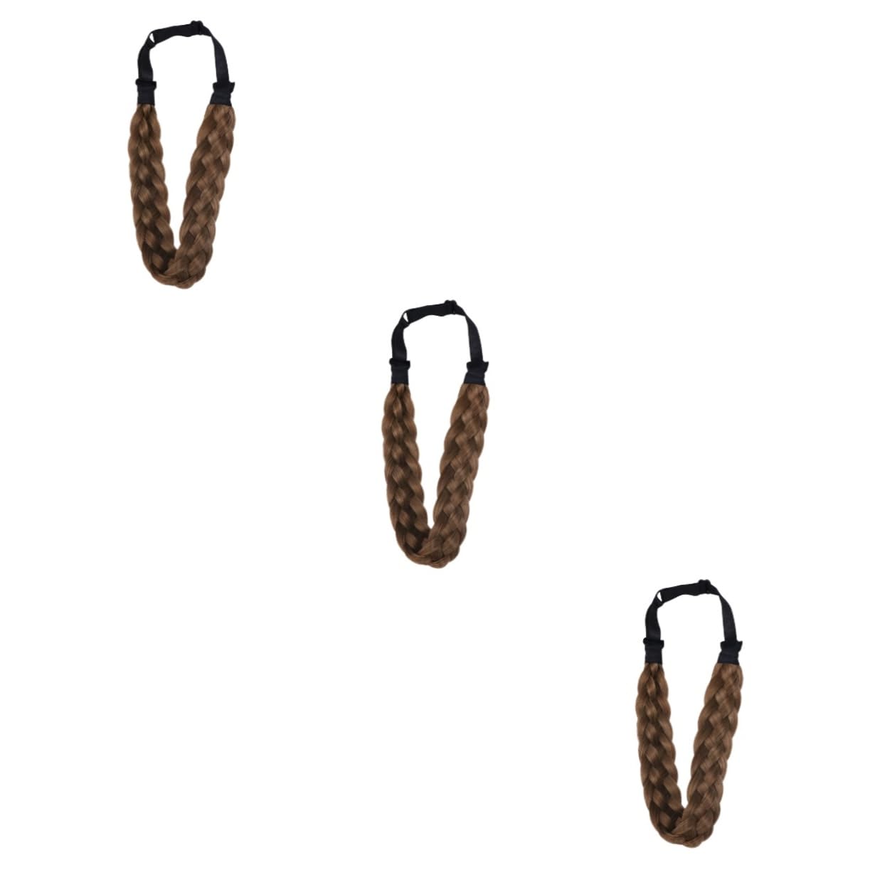 FOMIYES 3 Pack Synthetic Braided Headbands for Women - Black & Brown Elastic Hair Accessories | Perfect for Wigs, Everyday Wear, and Fashion Styling