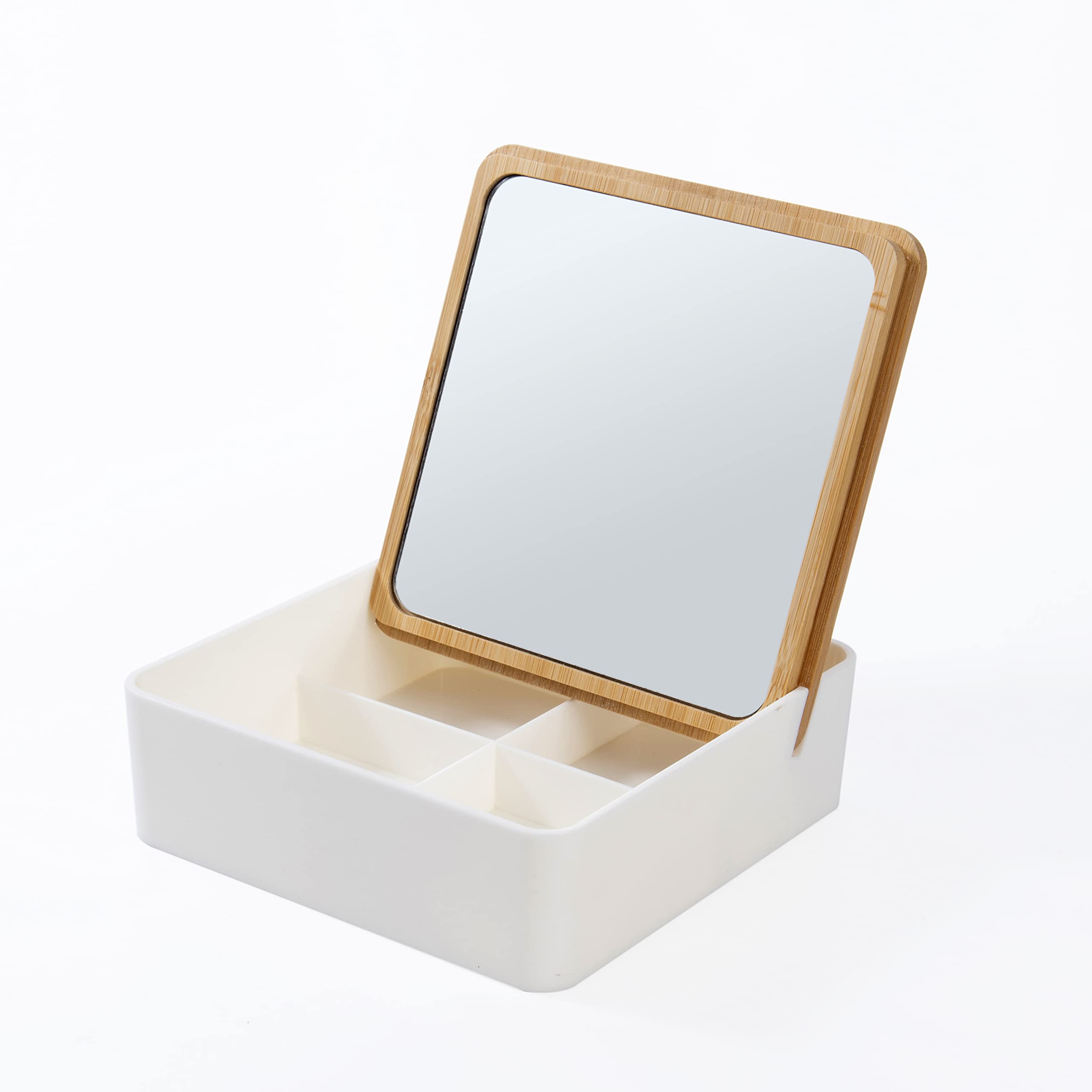 XPXKJ Vanity Mirror with Storage Box - Travel Jewelry Organizer for Makeup & Accessories | Perfect for Home, Travel, and Gifts