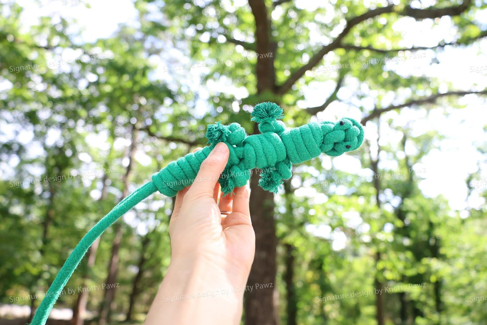 Eco-Friendly Handmade Green Lizard Rope Dog Toy - Durable Tug of War Chew Toy for Small Dogs & Puppies | Sustainable Pet Gift for Playtime, Training & Bonding Activities