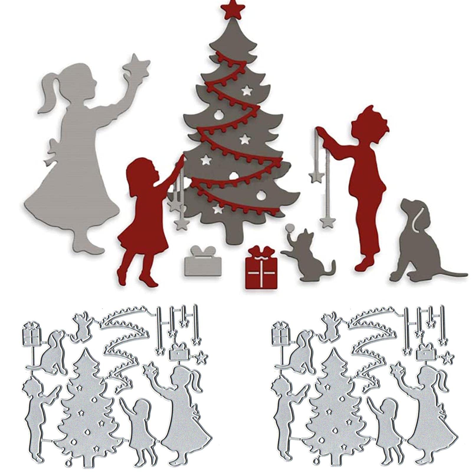Christmas Tree Embossing Metal Cutting Dies - DIY Card Making, Scrapbooking & Photo Decorative Paper Crafts for Holiday Greetings & Gift Cards (Set of 12) | Perfect for Handmade Christmas Cards, Gift Tags & Festive Home Decor