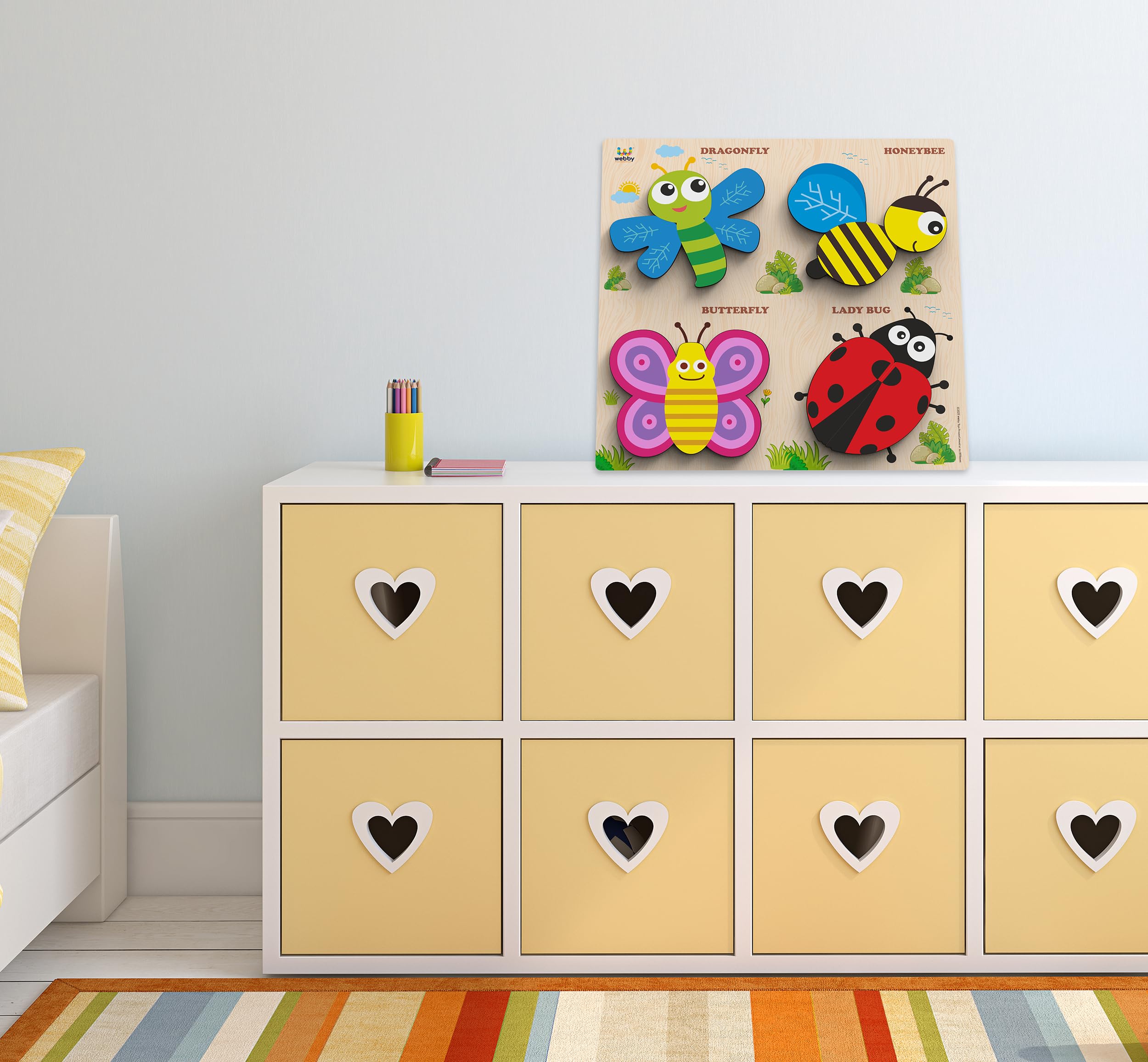 Webby Insects Wooden Puzzle - Educational Toddler Toy for Kids Ages 2-4 | Montessori & Preschool Learning Activity | Perfect for Early Childhood Development & Sensory Play