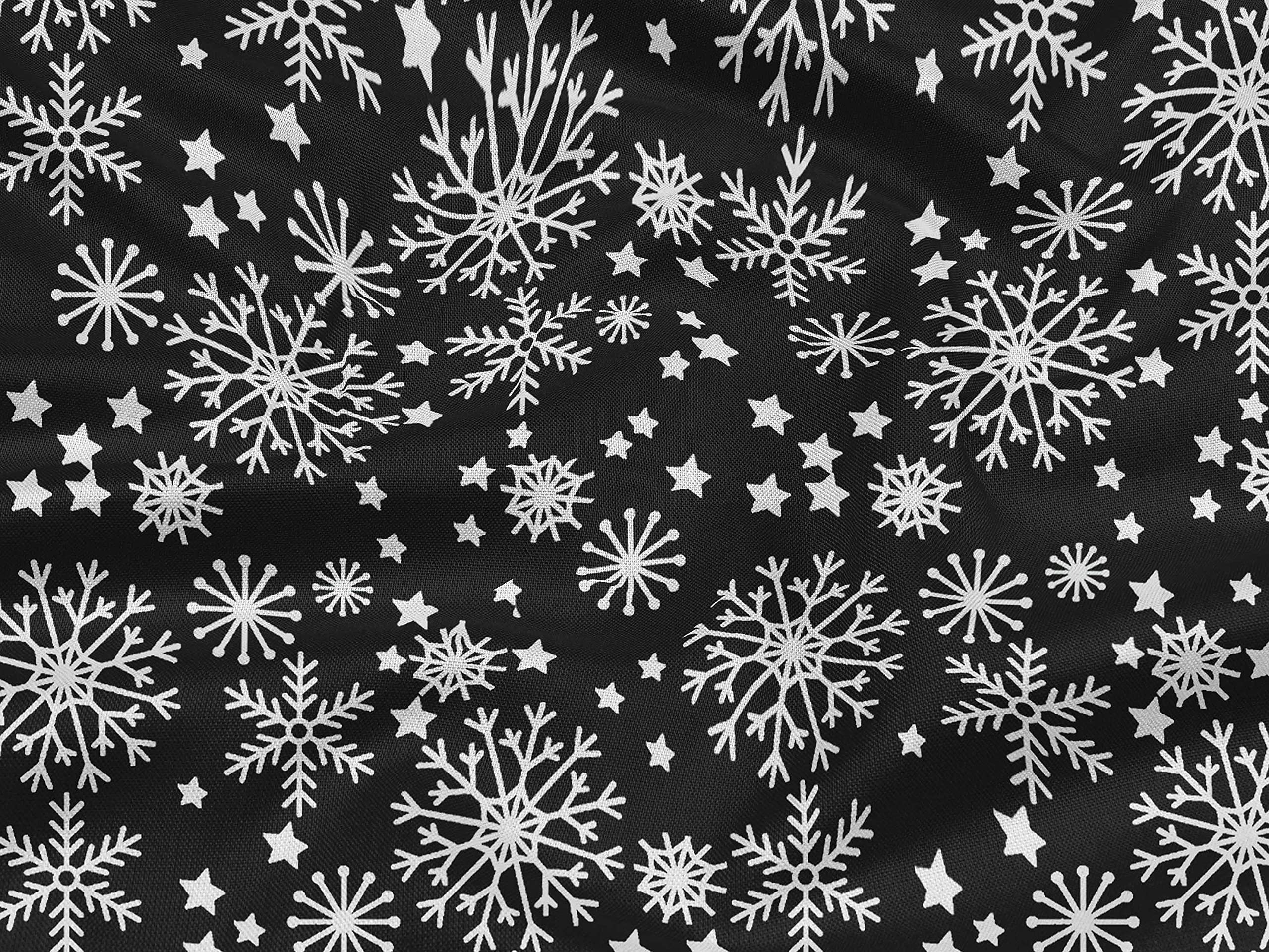 oneOone Rayon Black Christmas Print Fabric by The Yard - 56 Inch Wide Merry Holiday Dress Material for DIY Christmas Dresses, Holiday Decorations & Craft Projects