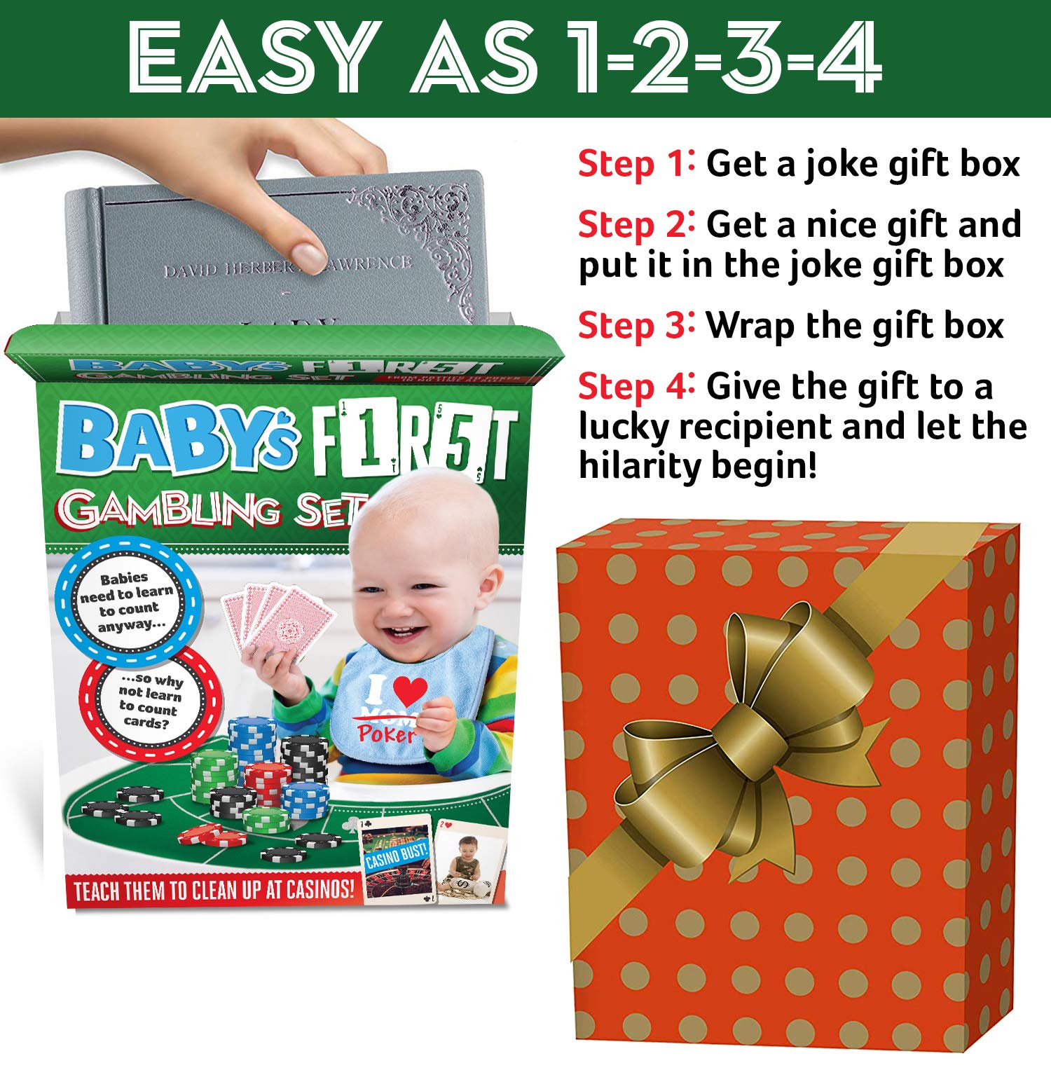 Funny Prank Gift Box - Baby's First Gambling Kit - Hilarious Gag Gift for White Elephant Parties & Office Pranks - Perfect for Birthdays, Bachelor Parties & Prank Challenges