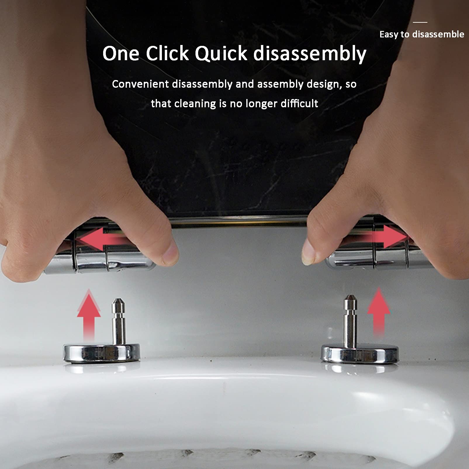 Slow Close Toilet Seat - Universal Quiet-Close Toilet Lid Cover with Strong Hinges, Easy to Install and Clean, Durable Resin (Color: Black) - Perfect for Bathroom Upgrade, Home Renovation & Commercial Use