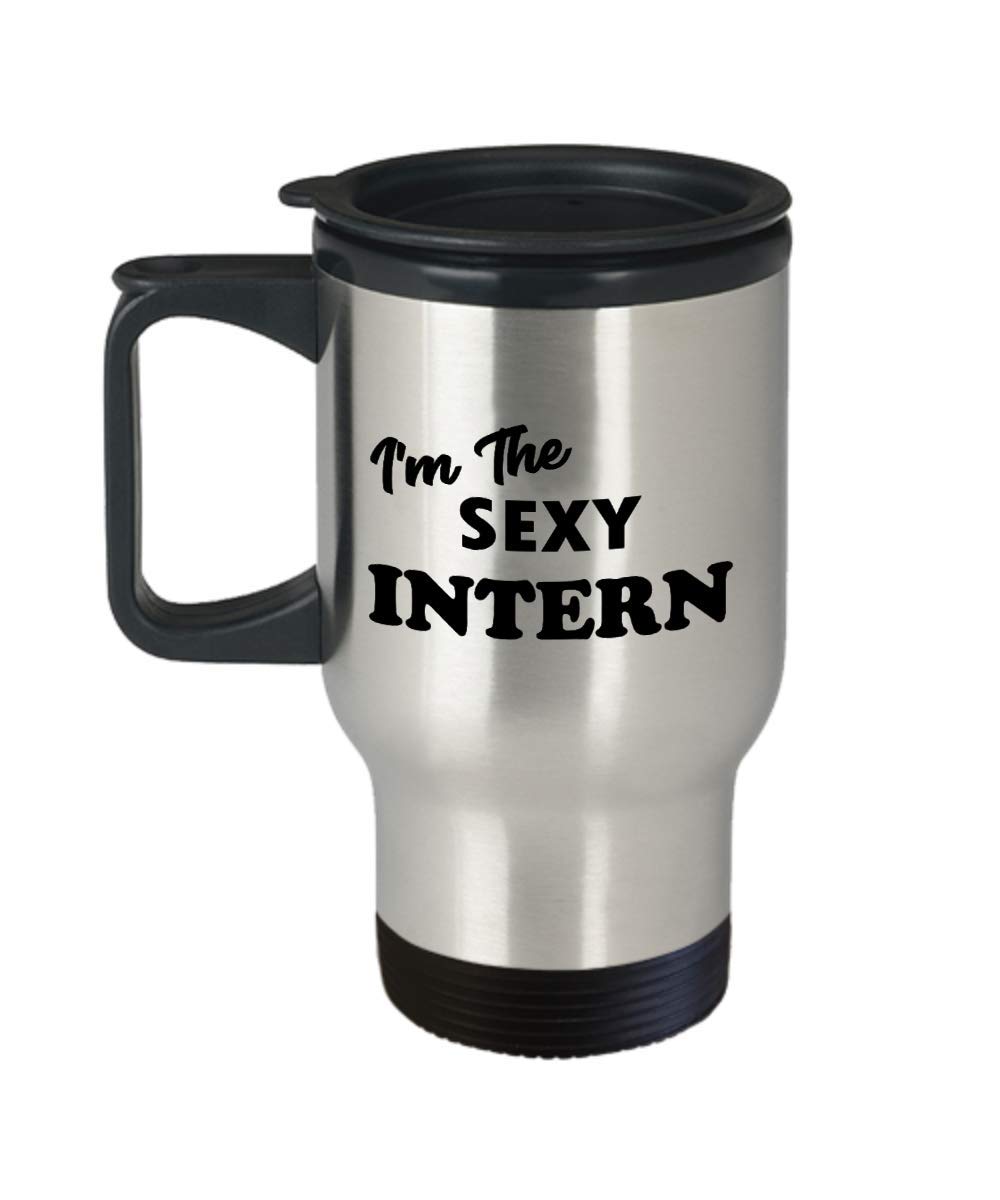 Funny Insulated Coffee Tumbler - 'I'm the Sexy Intern' Travel Mug for Office, College & Summer Jobs | Cute Gag Gift for Interns, Trainees & Coworkers | Perfect Work Appreciation, Goodbye Present & Desk Decor | Keeps Drinks Hot/Cold for Commutes & Workdays
