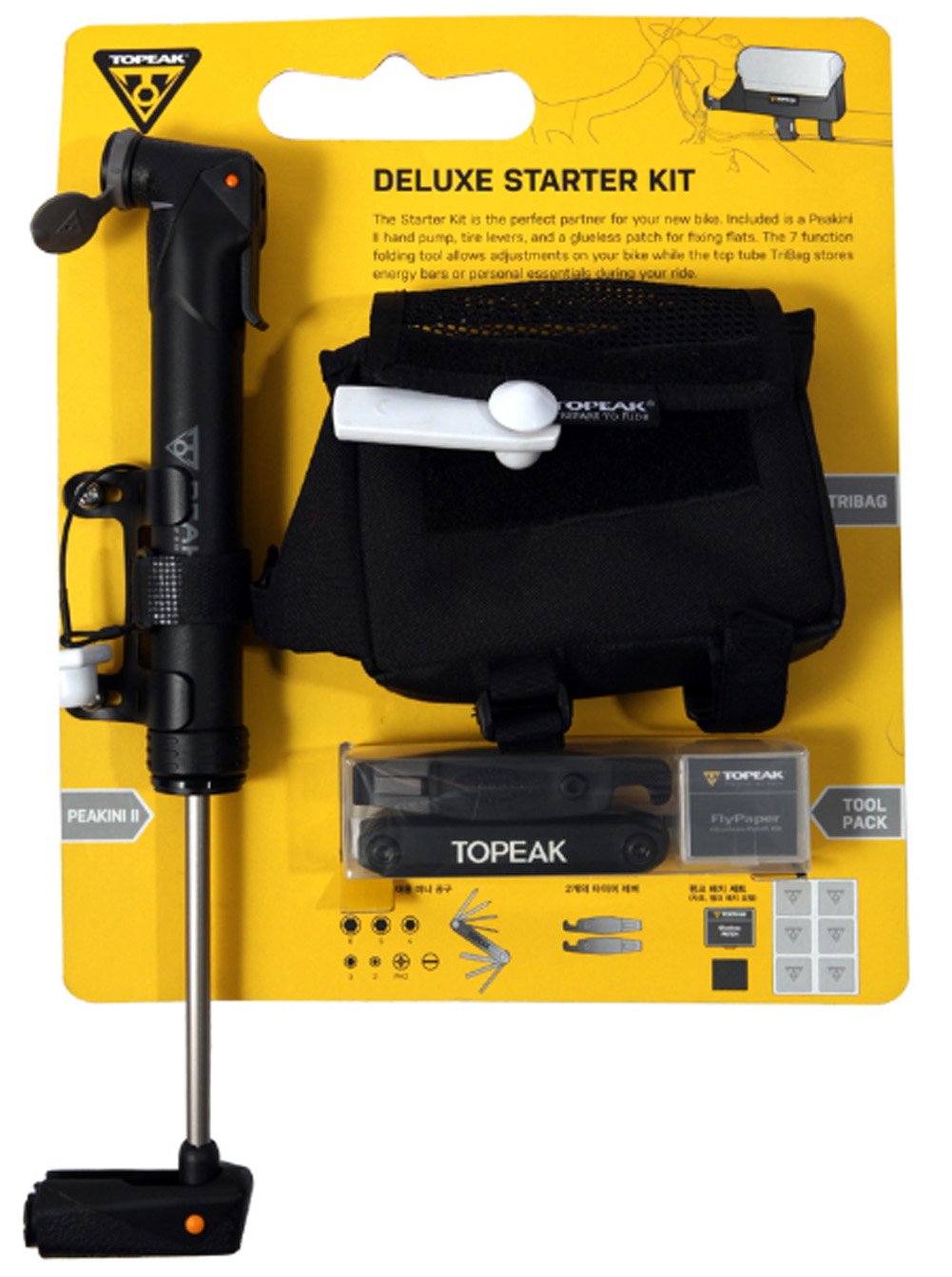 Topeak Deluxe Bike Starter Kit - Multitool, TriBag & Pump for Road & Mountain Bikes - Perfect for Cycling Maintenance & On-the-Go Repairs