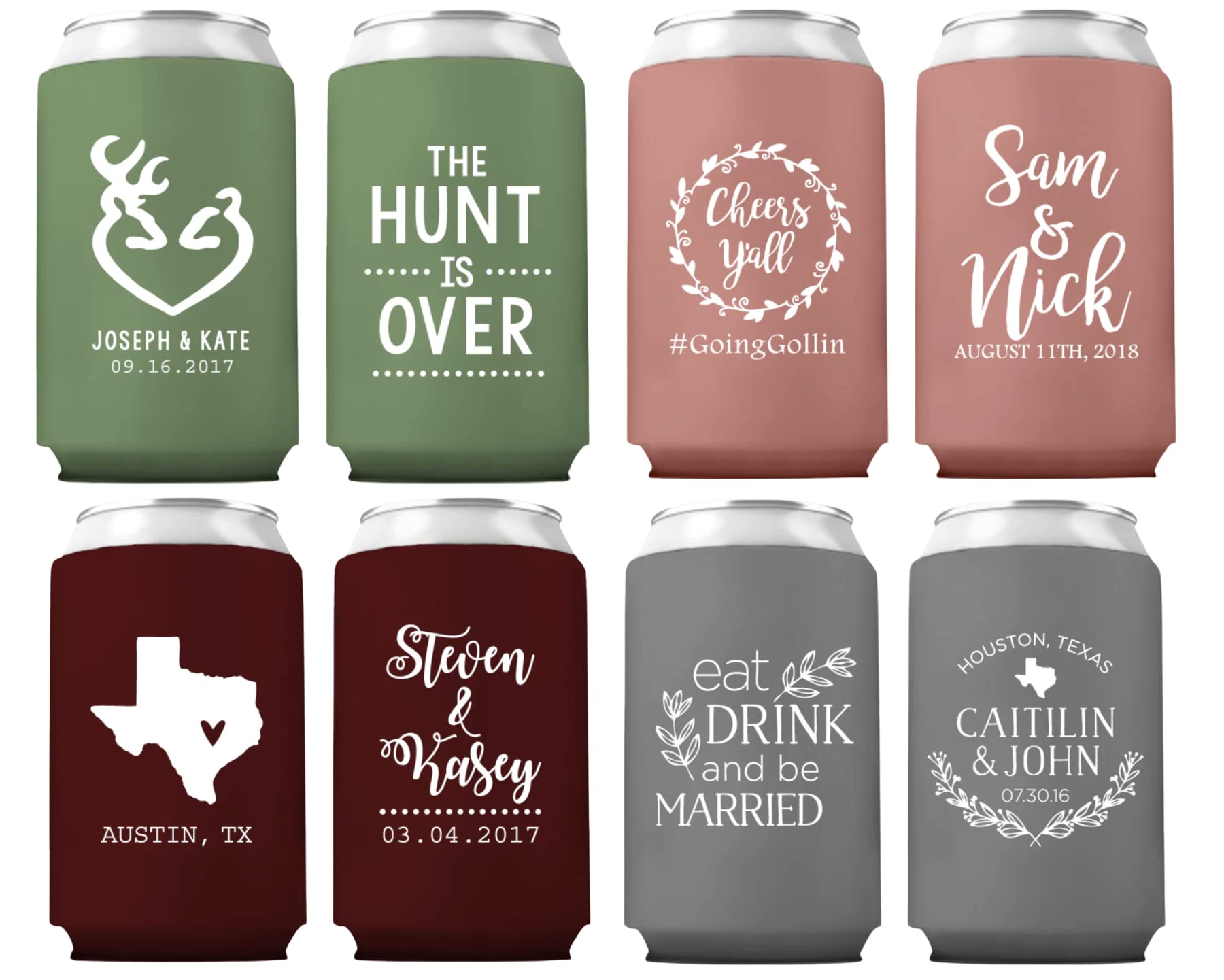 Custom Wedding Can Coolers 100-Pack - Personalized Wedding Favors & Drink Sleeves for Guests - Bulk Insulated Beverage Coolies (Set of 100) - Perfect for Outdoor Weddings, Bridal Showers & Summer Parties