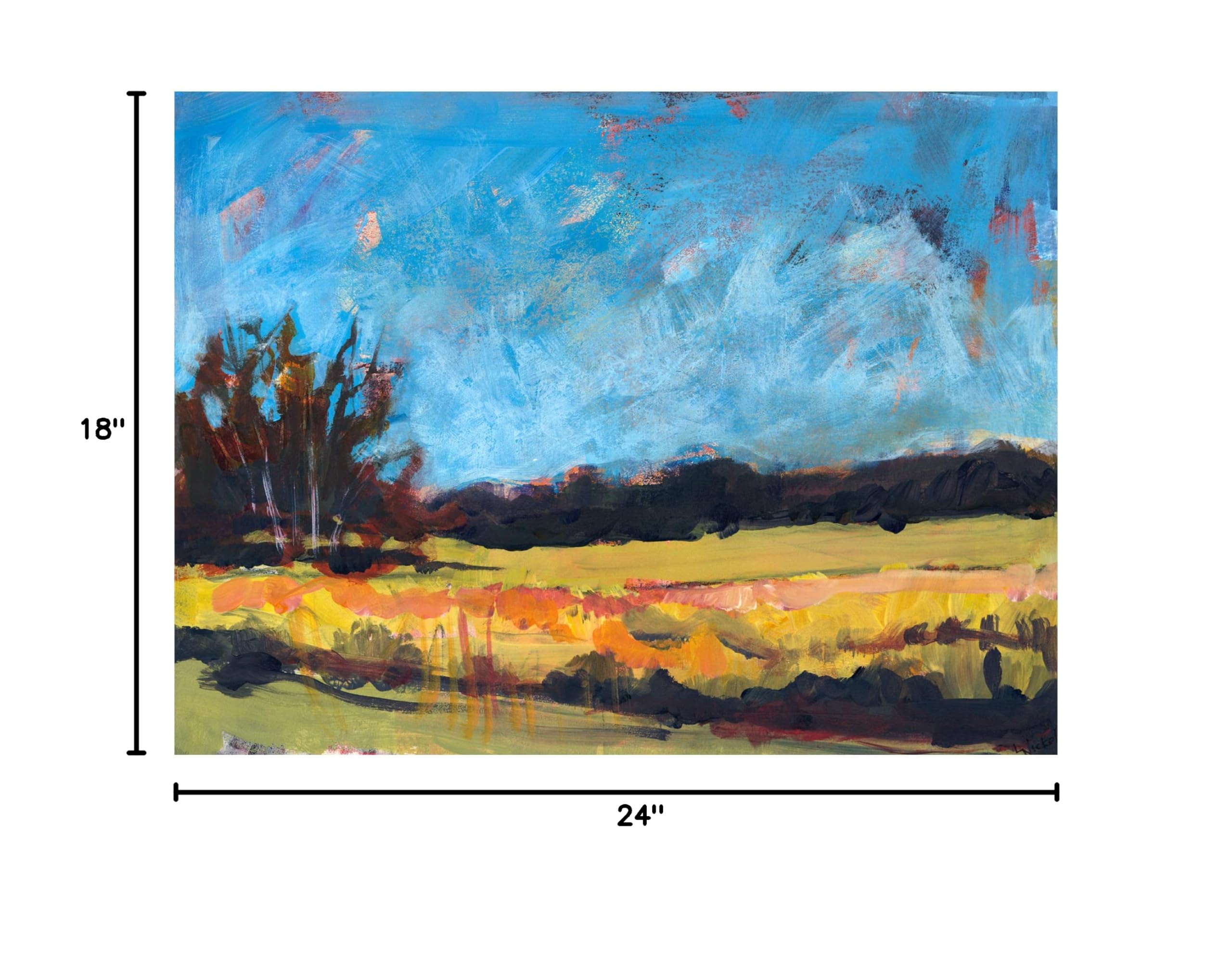 Trademark Fine Art 'On The Road' Canvas Wall Art by Linda Nickell - Stunning Landscape Painting for Living Room, Bedroom & Office Decor