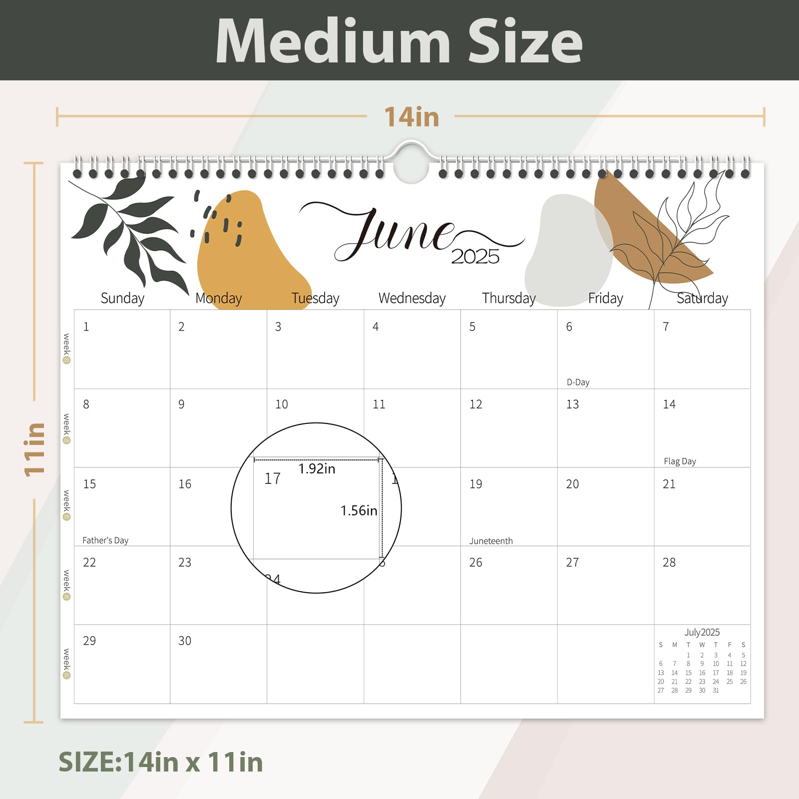 Guasslee 2025-2026 Wall Calendar - 19 Month Planner (June 2025 to December 2026) - 14