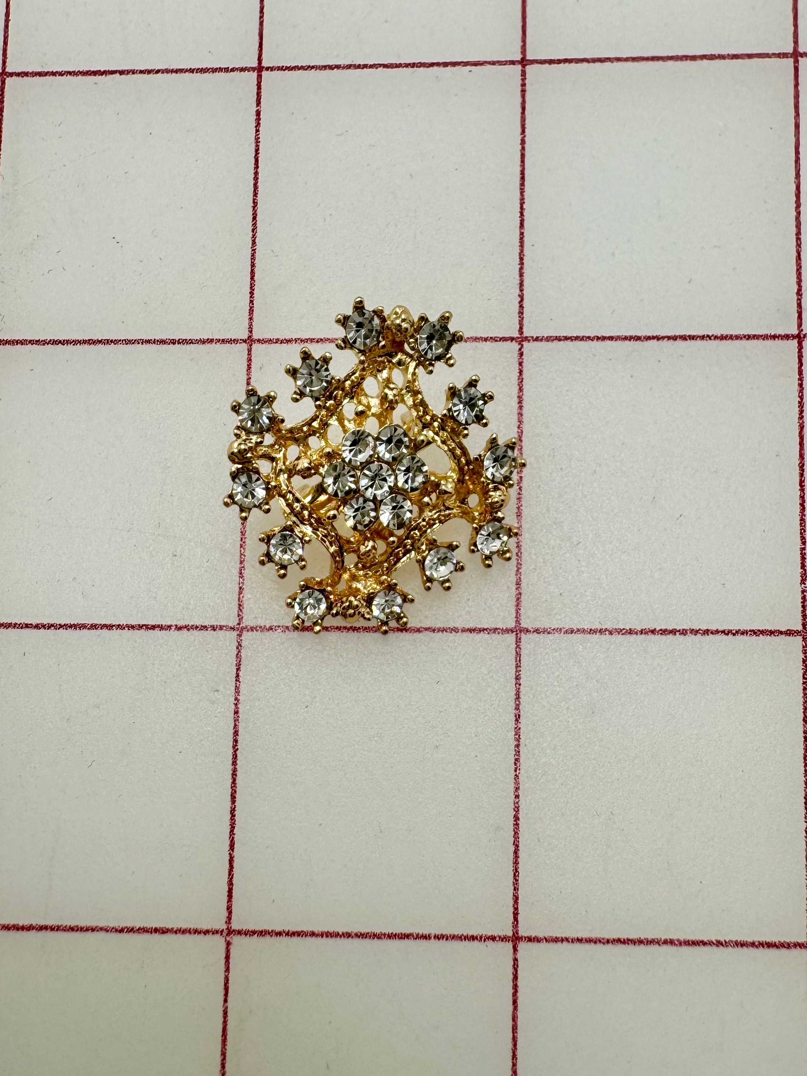 Decorative Gems Rhinestone Brooch & Tiara Embellishments - Crystal & Gold Accents (0.75-1 inch) for Wedding, Prom & DIY Craft Accessories