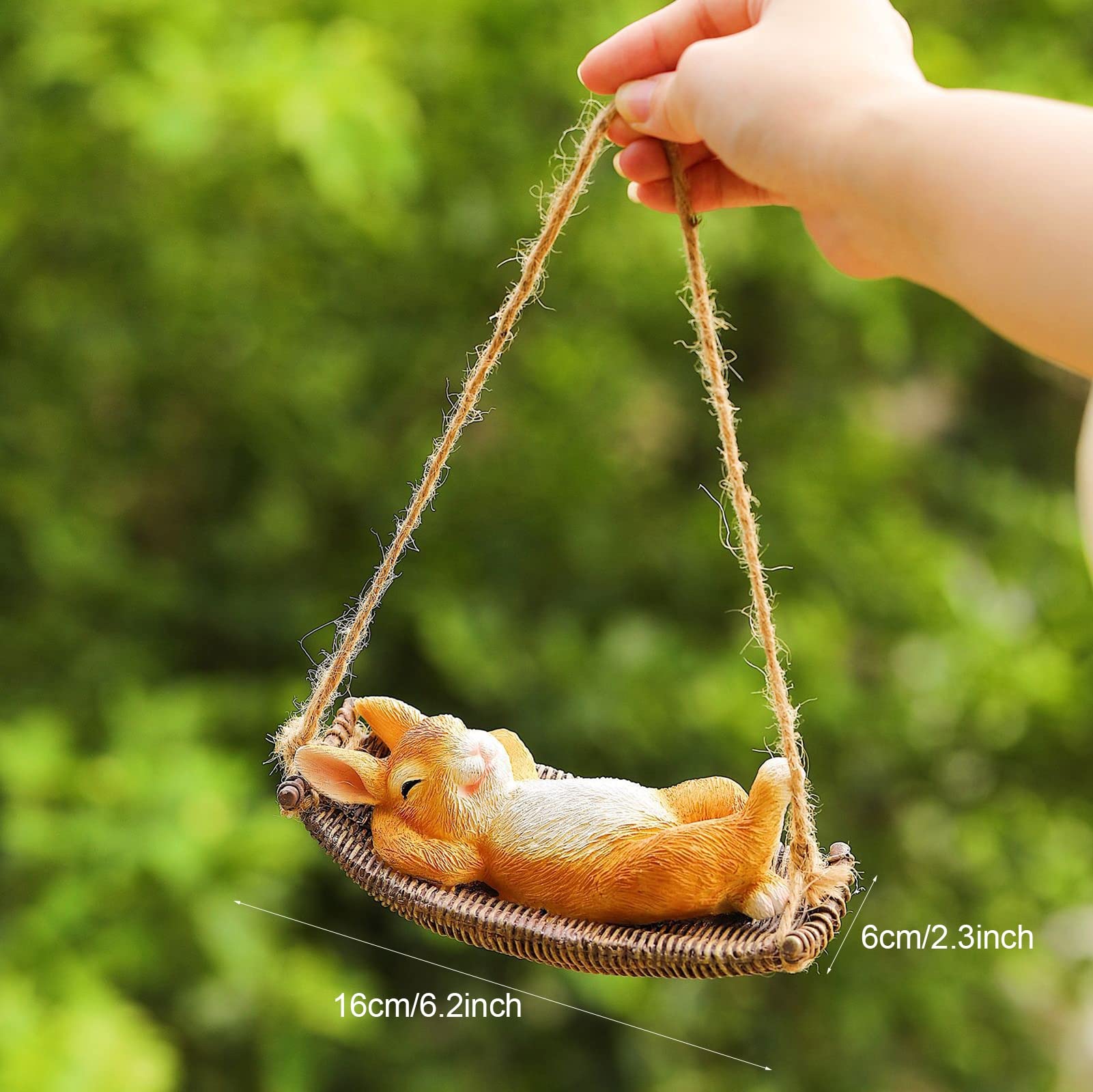 Handmade Waterproof Resin Rabbit Figurines - Bunny Ornaments for Garden, Yard Swing Hanging Decor, Cute Simulation Animal Sculpture for Lawn, Home & Gift | Perfect for Easter Decorations, Spring Garden Parties & Outdoor Themed Weddings