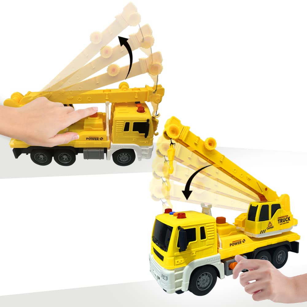 ArtCreativity Light Up Crane Truck Toy - Kids Construction Vehicle with Movable Crane, LED Lights & Sound Effects | Push & Go Toy for Boys & Girls | Perfect for Pretend Play, Birthday Gifts & STEM Learning