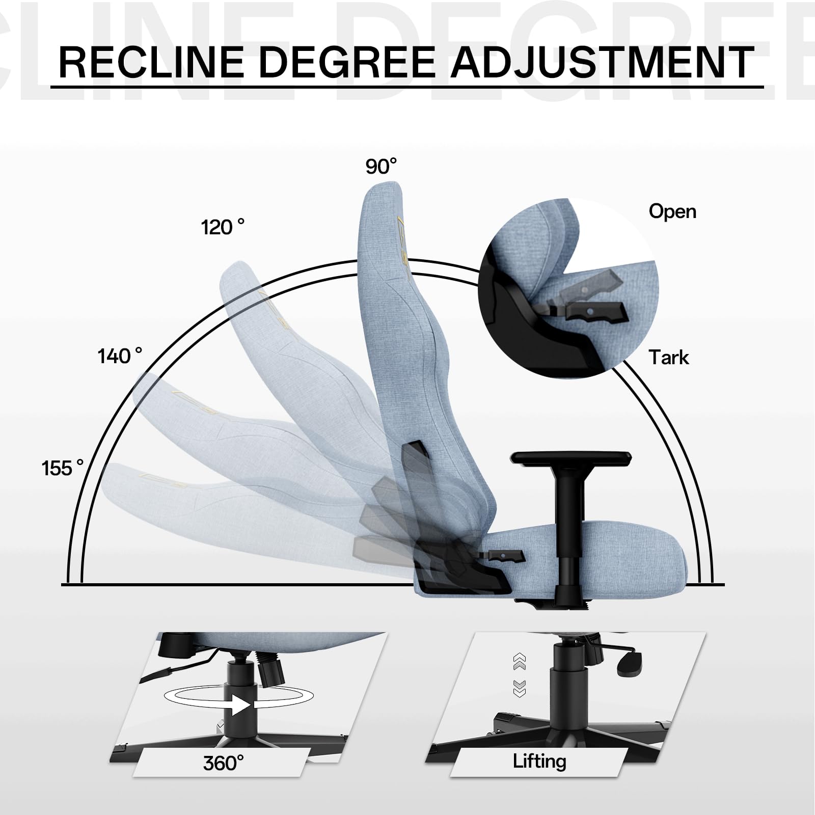 Premium Ergonomic Gaming Chair with 3D Adjustable Armrests - Height Adjustable & Reclining Computer Game Chair for Adults - Big & Tall Comfort Design (Blue) - Perfect for PC Gaming, Esports, Office Work & Home Entertainment