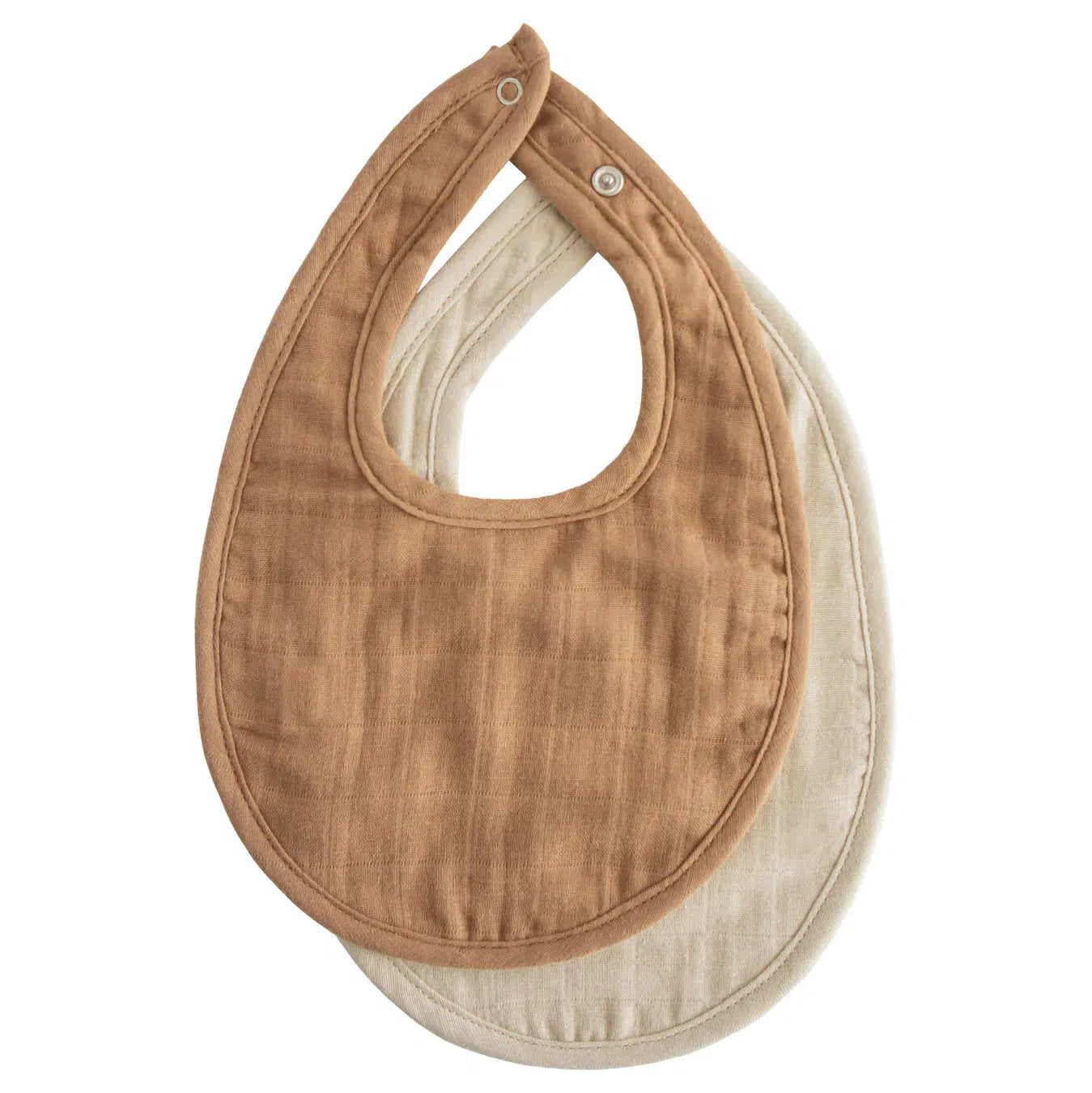 Mushie Organic Cotton Muslin Bibs 2 Pack - Tan & Fog | Soft Baby Drool Bibs for Feeding, Teething & Messy Play | Eco-Friendly & Absorbent for Infants & Toddlers