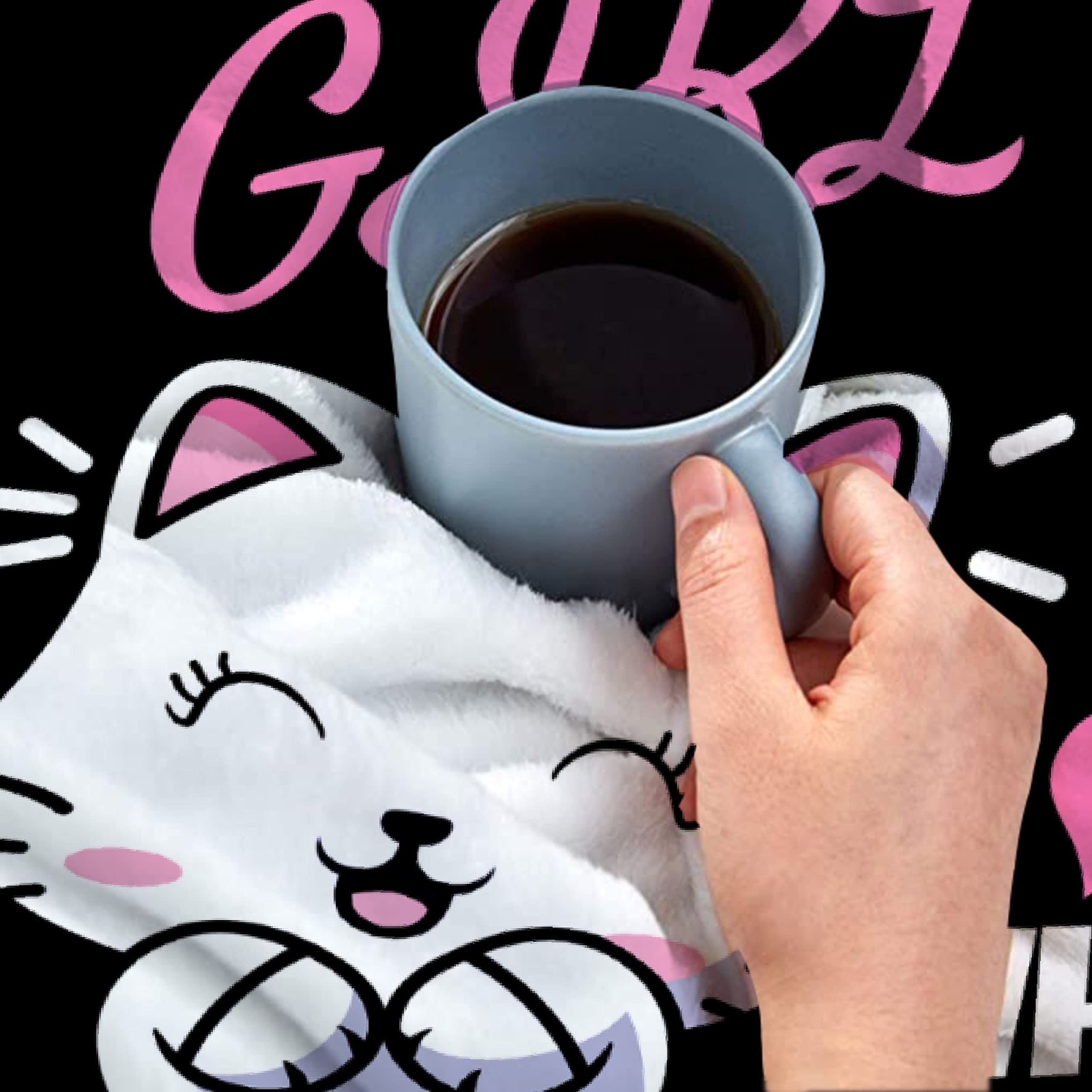 Soft Fluffy Plush Cat Blanket - Cute Animal Pattern Throw for Girls, Pets, and Cat Lovers - 40
