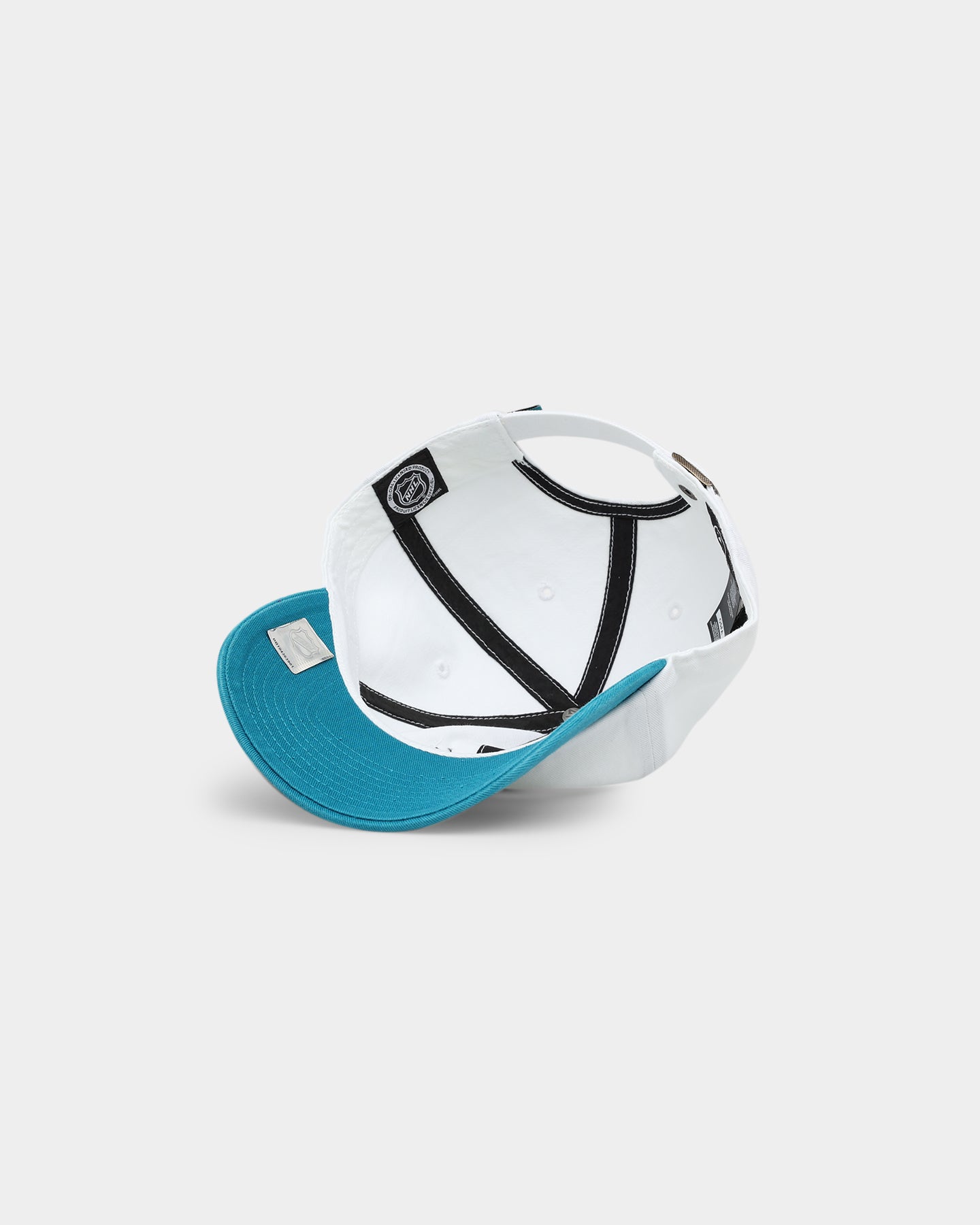 47 Brand San Jose Sharks Two Tone 47 Clean Up Strapback White Hat - Adjustable Snapback Cap for Men & Women - Perfect for Hockey Games, Sports Events & Casual Wear