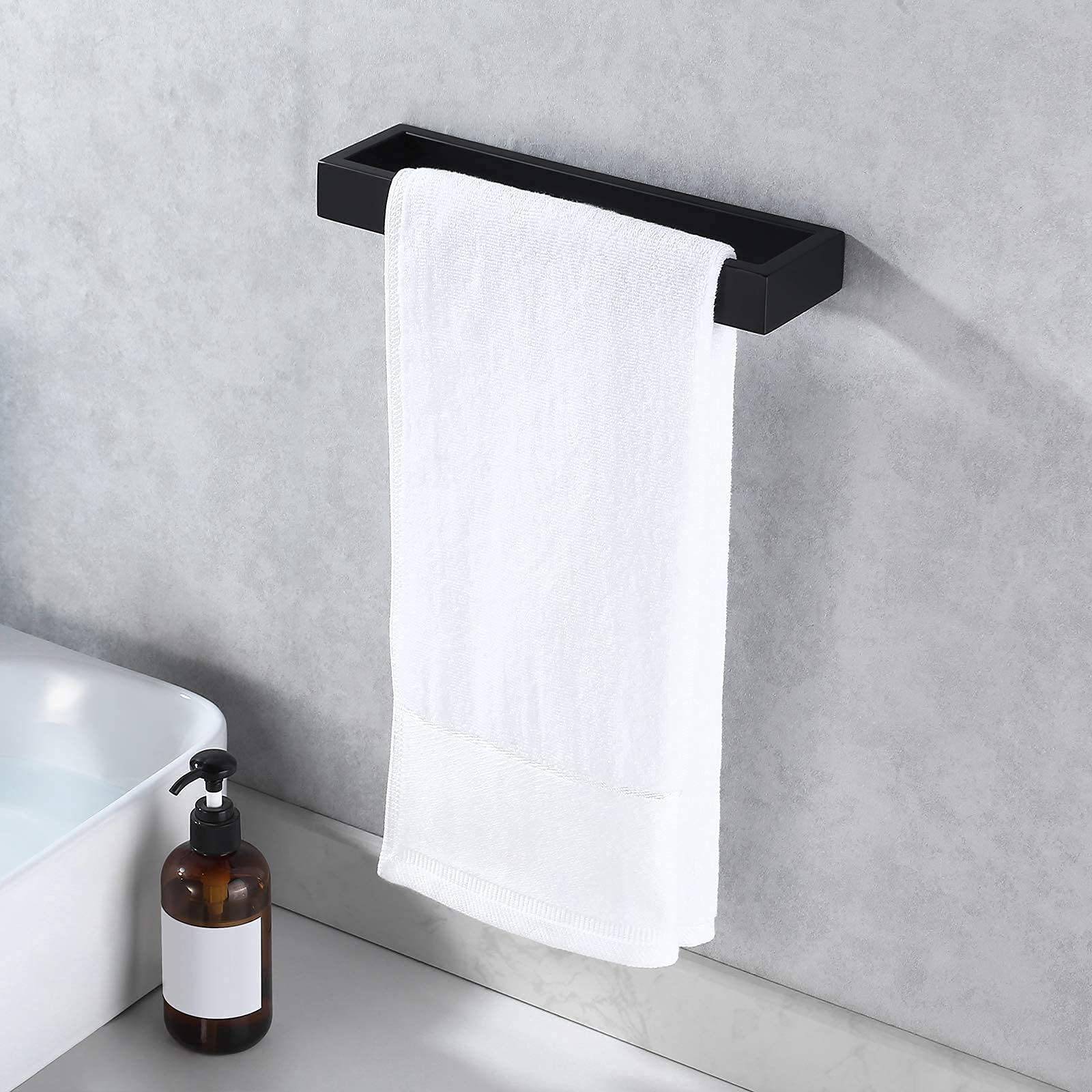 24-Inch Matte Black Stainless Steel Towel Bar & Ring Set - A23000S60-BK+A23080-BK - Modern Bathroom Towel Holder for Hand & Bath Towels - Perfect for Home, Hotel & Spa Decor