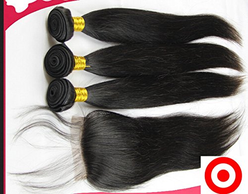 Premium 8A Peruvian Virgin Hair Bundles with Lace Closure - 100% Human Hair Weft Extensions (10