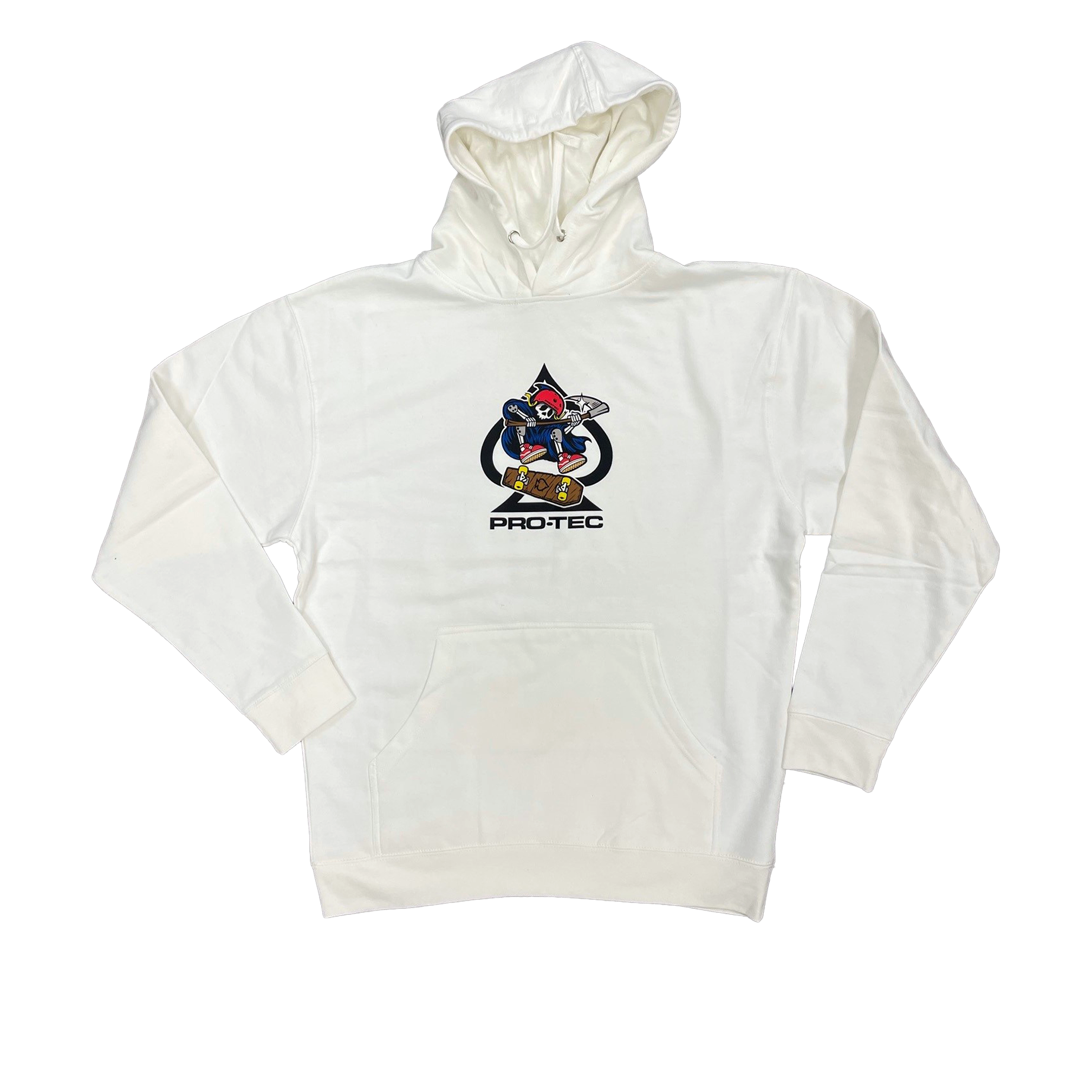 Pro Tec Spade Reaper Hoodie - White | Men's Streetwear Pullover for Urban Fashion & Outdoor Activities