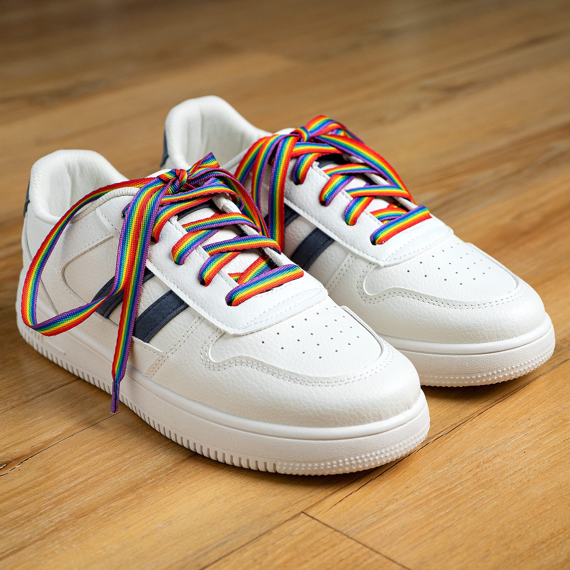 Rainbow Striped Shoelaces for Sneakers, Boots & Shoes - LGBTQ Pride Accessories for Everyday Wear, Pride Parades & LGBTQ Events