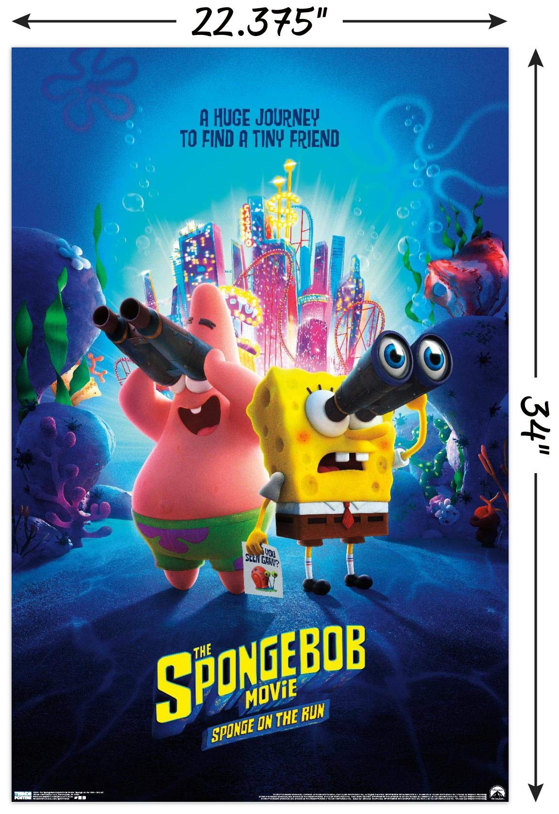 Trends International The SpongeBob Movie: Sponge On The Run - Premium Key Art Wall Poster 22.375 x 34 Inches with Mounting Bundle - Perfect for Kids' Rooms, Movie Theaters & Gamers' Decor