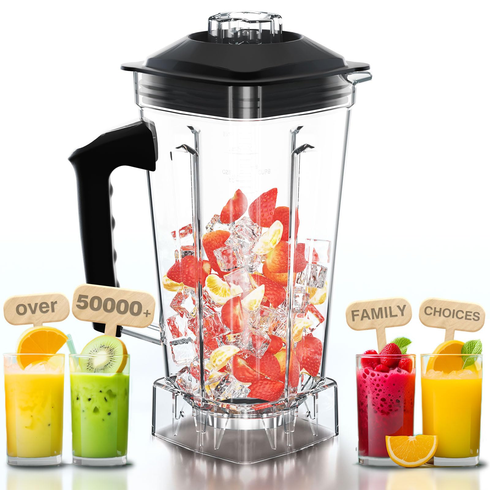 WantJoin Blender Replacement Cup - Compatible with WantJoin 200D Ice Blenders, Mechanical & Digital Display Blenders - Durable Plastic Pitcher for Smoothies, Shakes & Frozen Drinks