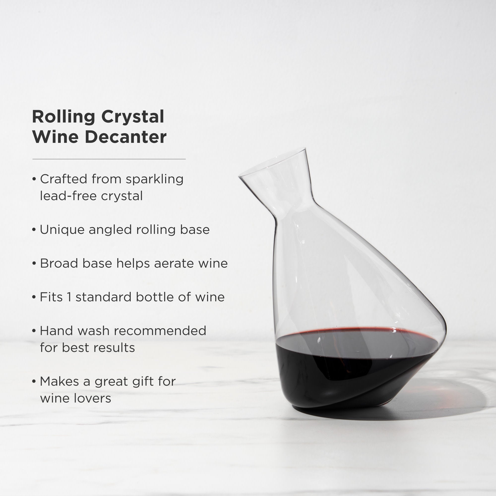 Premium Crystal Wine Decanter with Aerator Spout - Elegant Glass Carafe for Red Wine Aeration & Serving - Perfect for Dinner Parties, Wine Tasting & Gifts