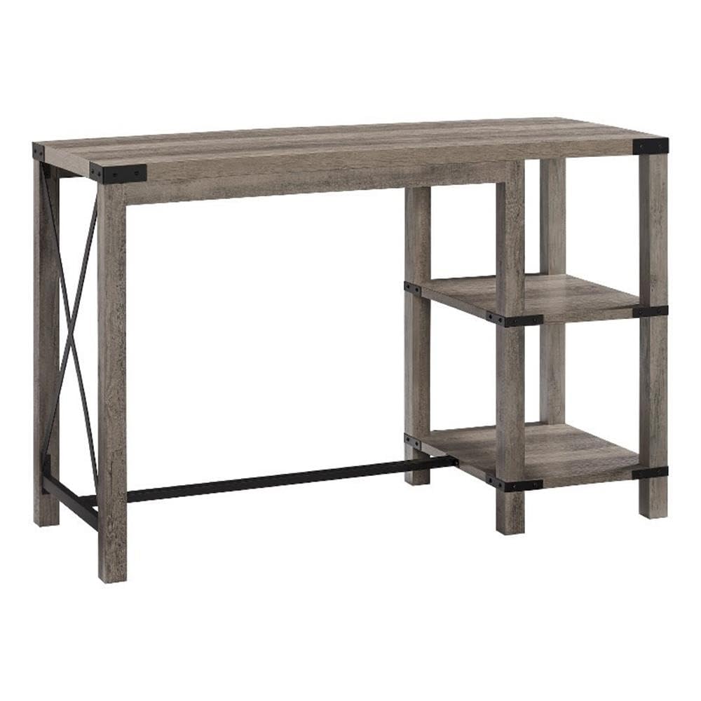 Walker Edison Kenneth Modern Farmhouse Kitchen Island with Angled Iron Frame, Gray - Perfect for Farmhouse Style Kitchens, Dining Areas & Open Concept Living Spaces