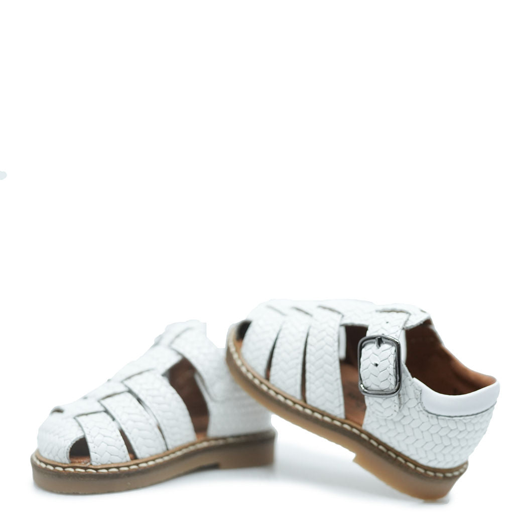 Atlanta Moccasin White Braided Gladiator Baby Sandals for Girls & Boys - Comfortable Summer Walking Shoes for Toddlers & Infants - Perfect for Beach, Park, and Outdoor Play