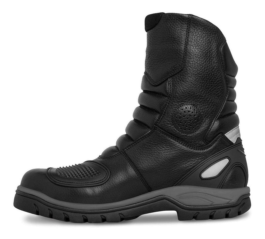 WORKLAND 77418 Men's Motorcycle Boots - Durable Leather Riding Boots with Ankle Protection, Slip-Resistant Rubber Sole & Reflective Strips - Ideal for Cruiser, Sport Bike & Adventure Touring - Motorcycle Shoes for Men (Botas para Motocicleta Hombre)