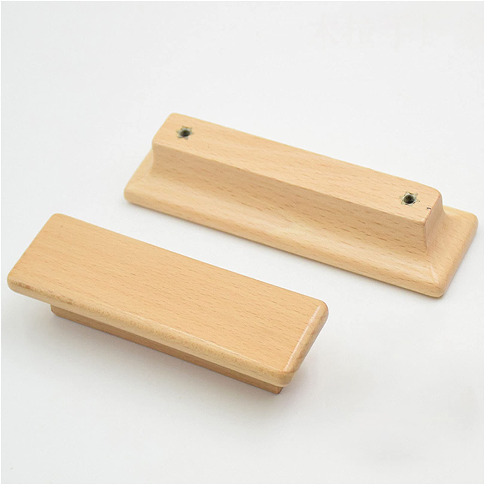 4-Pack Wooden Cabinet Handles & Knobs - 128mm Hole Center - Drawer Pulls for Kitchen Cabinets, Wardrobes, Dressers & Furniture (Includes Screws) - Perfect for Home Renovation & DIY Projects