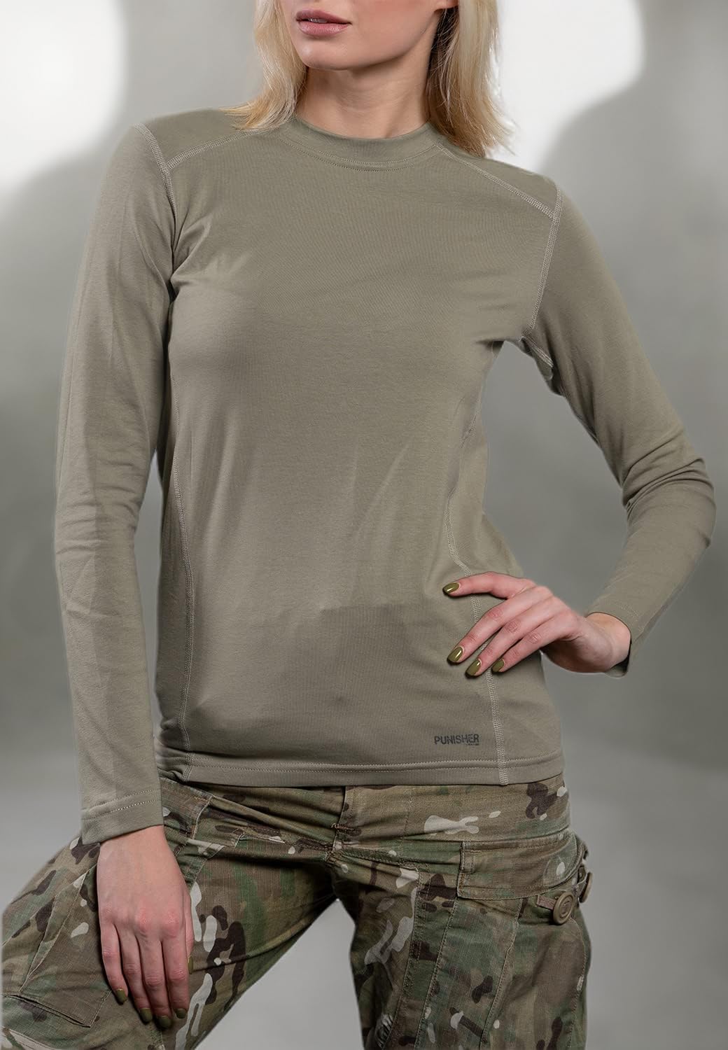 281Z Women's Military Stretch Cotton Underwear Shirt - Tactical Hiking Outdoor T-Shirt - Punisher Combat Line - Perfect for Camping, Airsoft & Outdoor Adventures