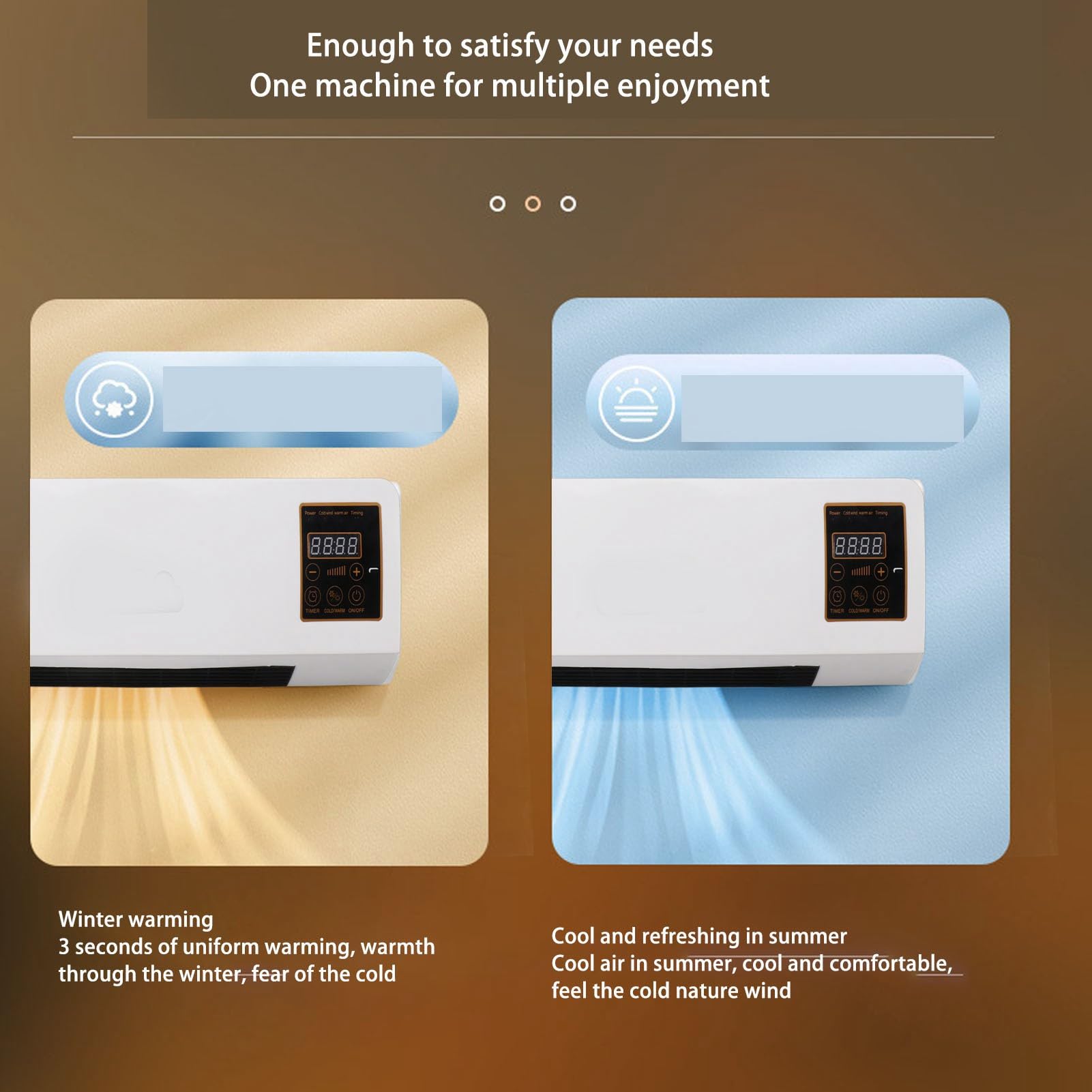 Wall Mounted Air Conditioner & Heater with Remote Control, Built-In Battery, Anti-Overheating System - Perfect for Bedrooms, Offices, and Small Spaces