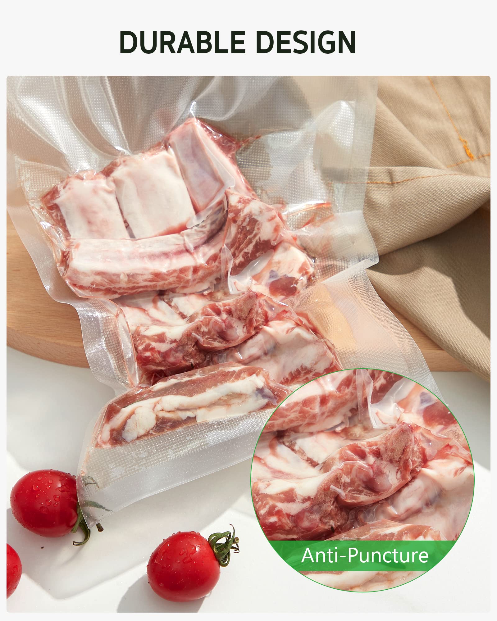 Syntus Vacuum Sealer Bags for Food Storage - 200 Count Quart Size 8