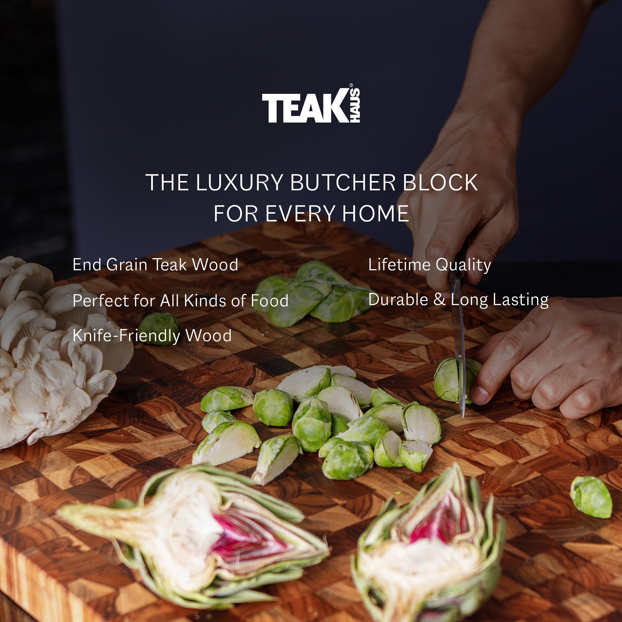 Premium Teak End Grain Butcher Block Cutting Board - Medium Size Wooden Chopping Board - Knife-Friendly Surface - FSC Certified - Perfect for Kitchen Prep, Meat Cutting & Serving Charcuterie