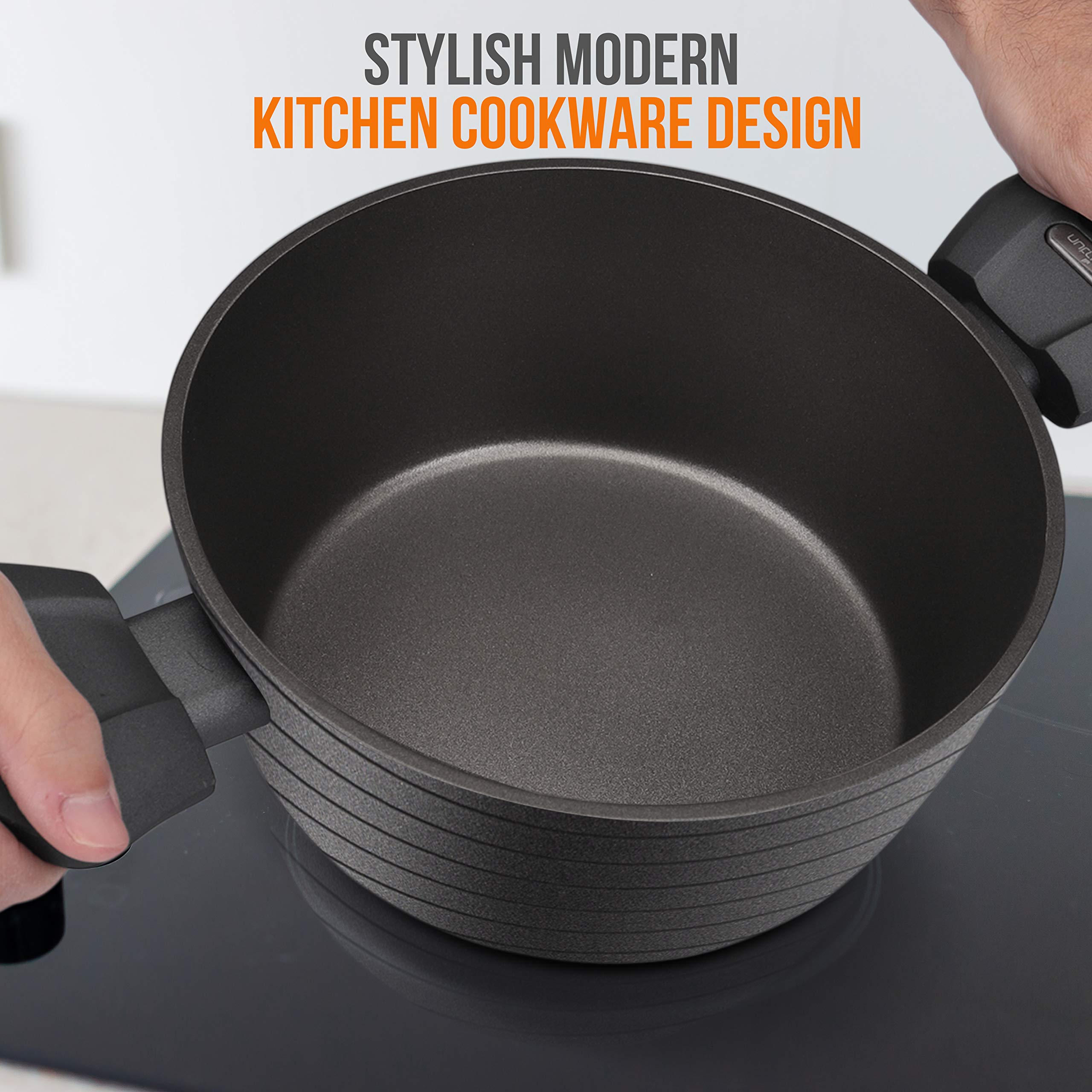 NutriChef 2.1 Quart Small Black Non-Stick Cooking Pot with Lid - Replacement Part for Slow Cookers & Rice Cookers - Perfect for Soups, Stews, and Meal Prep