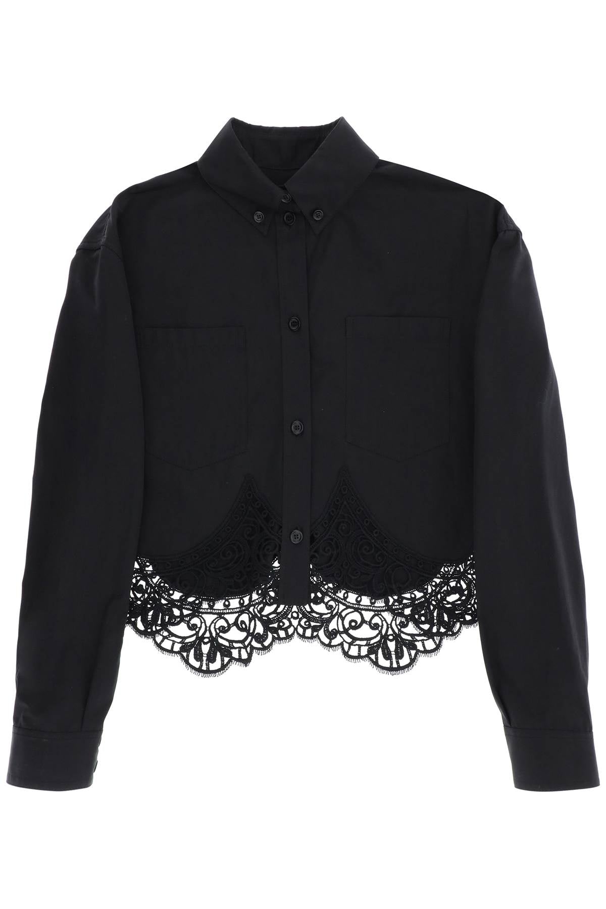 Burberry Cropped Shirt with Macrame Lace Insert - Stylish Women's Fashion Top for Casual Outings & Date Nights