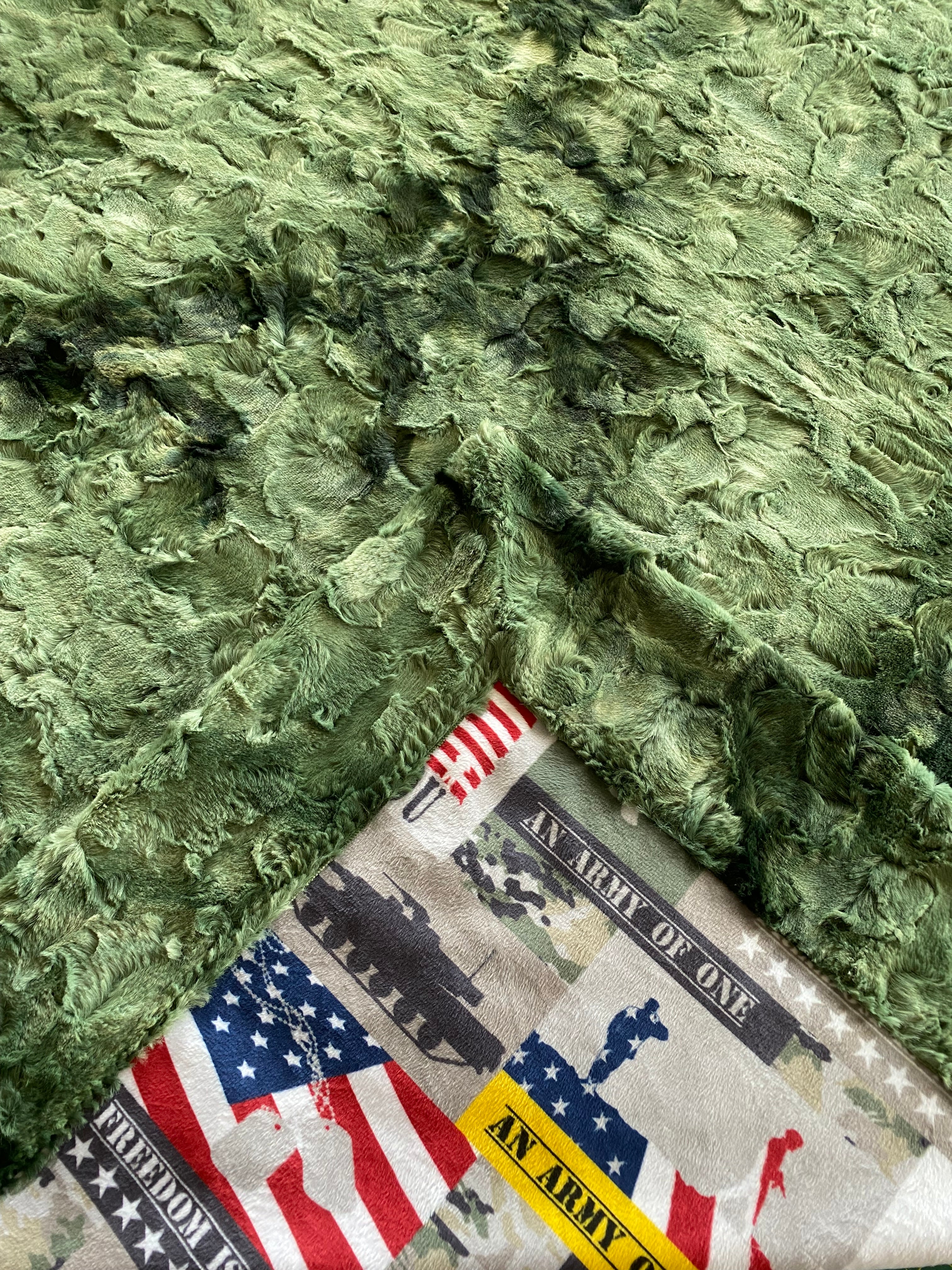 Army Green Camo Galaxy Minky Blanket - Adult Large 56x74 - Soft Military Themed Blanket for Bed, Couch & Outdoor Camping